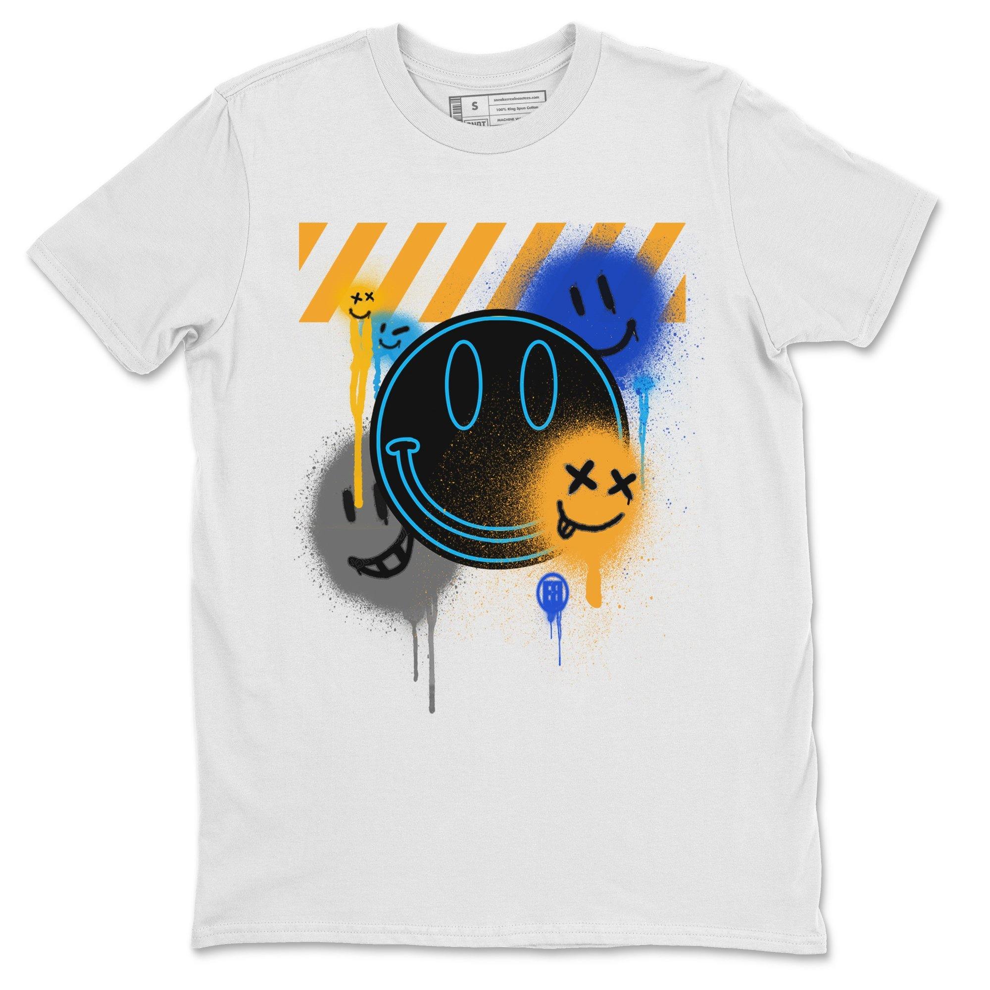 Jordan 2 OFF-WHITE Black Blue Shirt To Match Jordans Smile Painting Sneaker Tees Jordan 2 OFF-WHITE Black Blue Drip Gear Zone Sneaker Matching Clothing Unisex Shirts