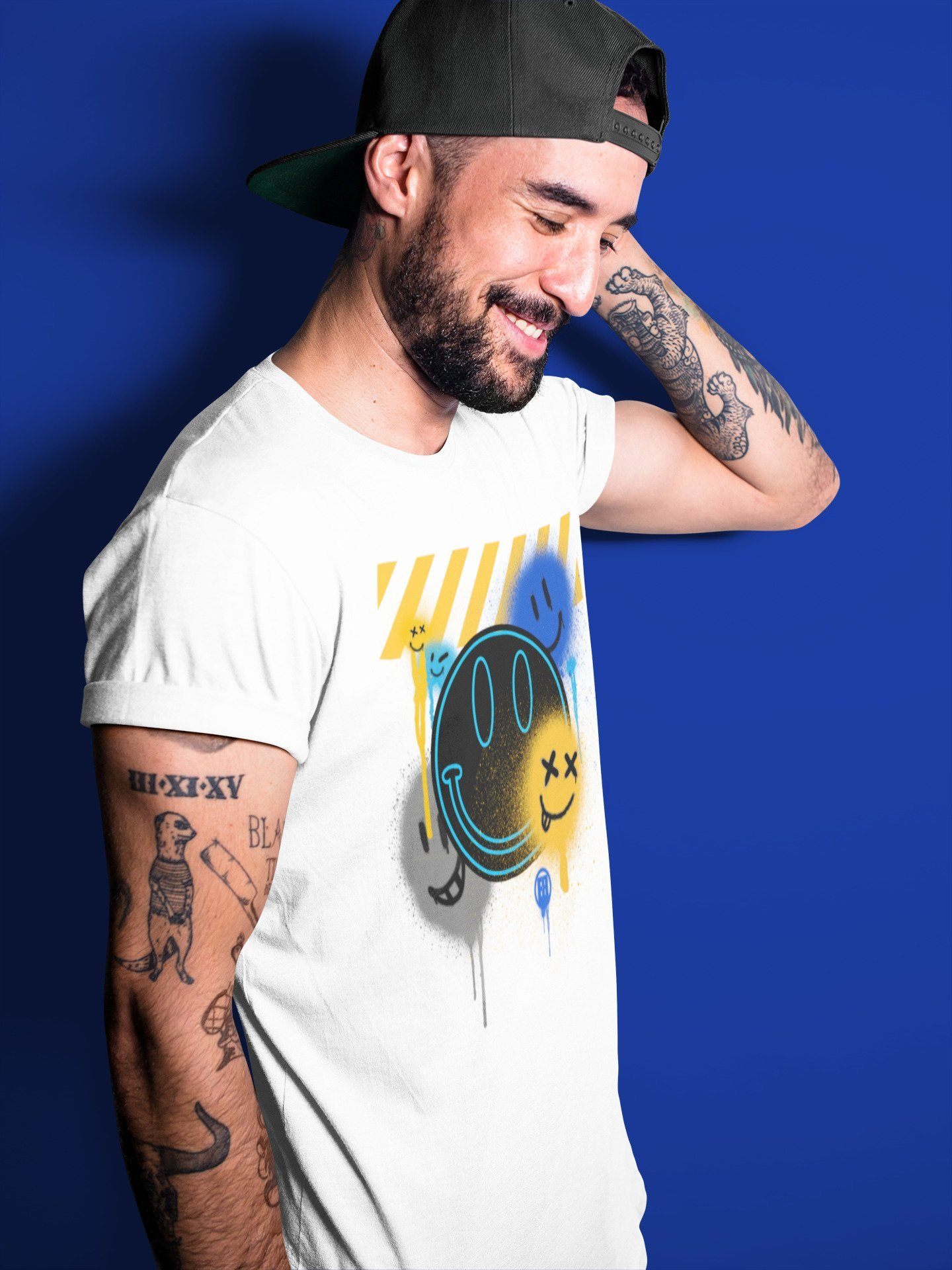 Jordan 2 OFF-WHITE Black Blue Shirt To Match Jordans Smile Painting Sneaker Tees Jordan 2 OFF-WHITE Black Blue Drip Gear Zone Sneaker Matching Clothing Unisex Shirts