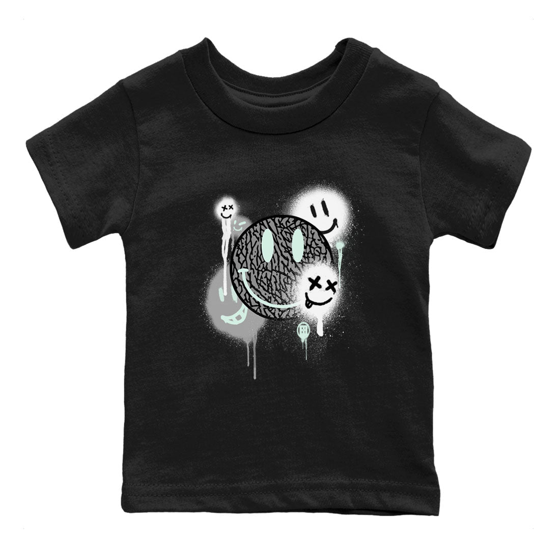 3s Green Glow shirt to match jordans Smile Painting sneaker tees Air Jordan 3 Green Glow Drip Gear Zone baby toddler Black 2 cotton Shirt