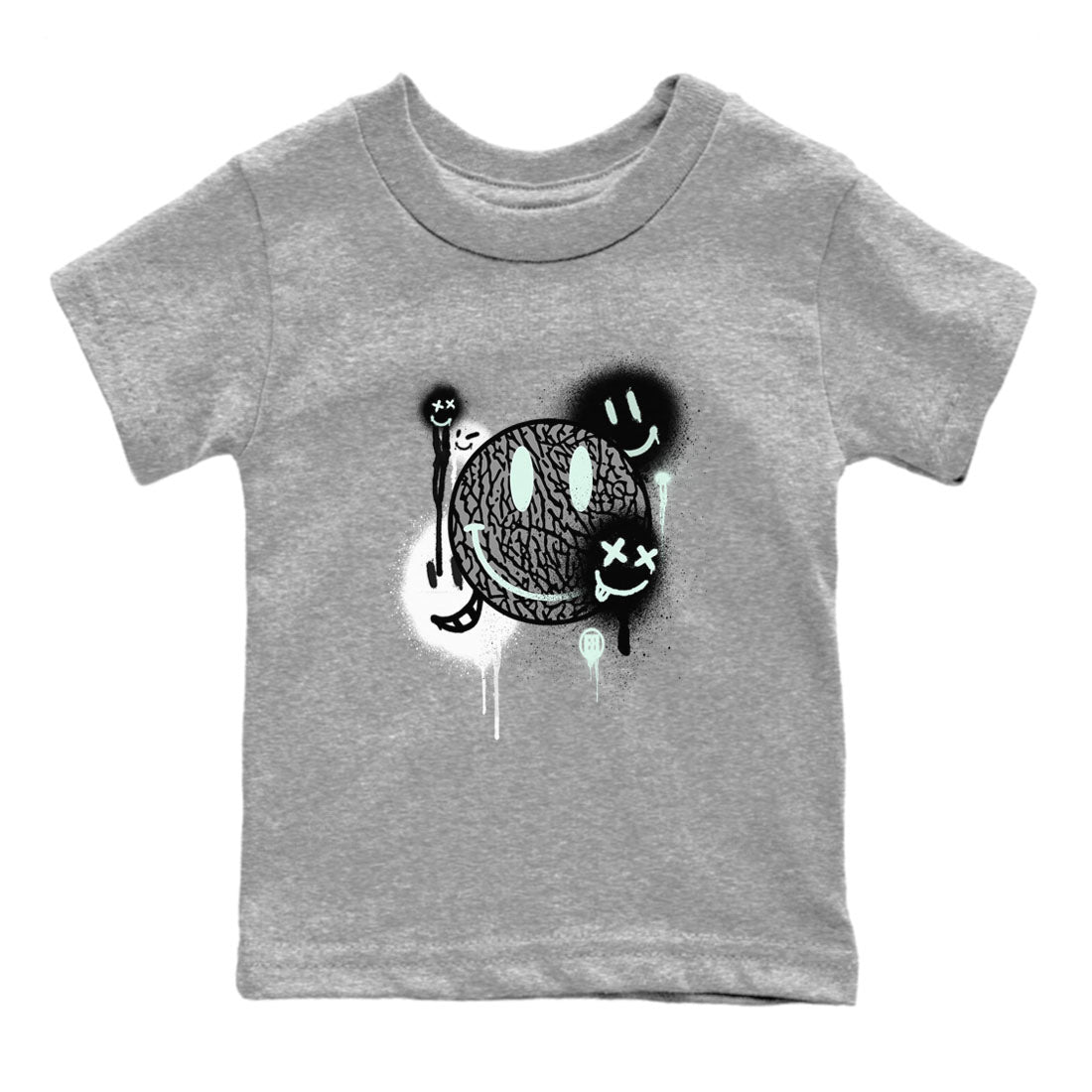 3s Green Glow shirt to match jordans Smile Painting sneaker tees Air Jordan 3 Green Glow Drip Gear Zone baby toddler Heather Grey 2 cotton Shirt