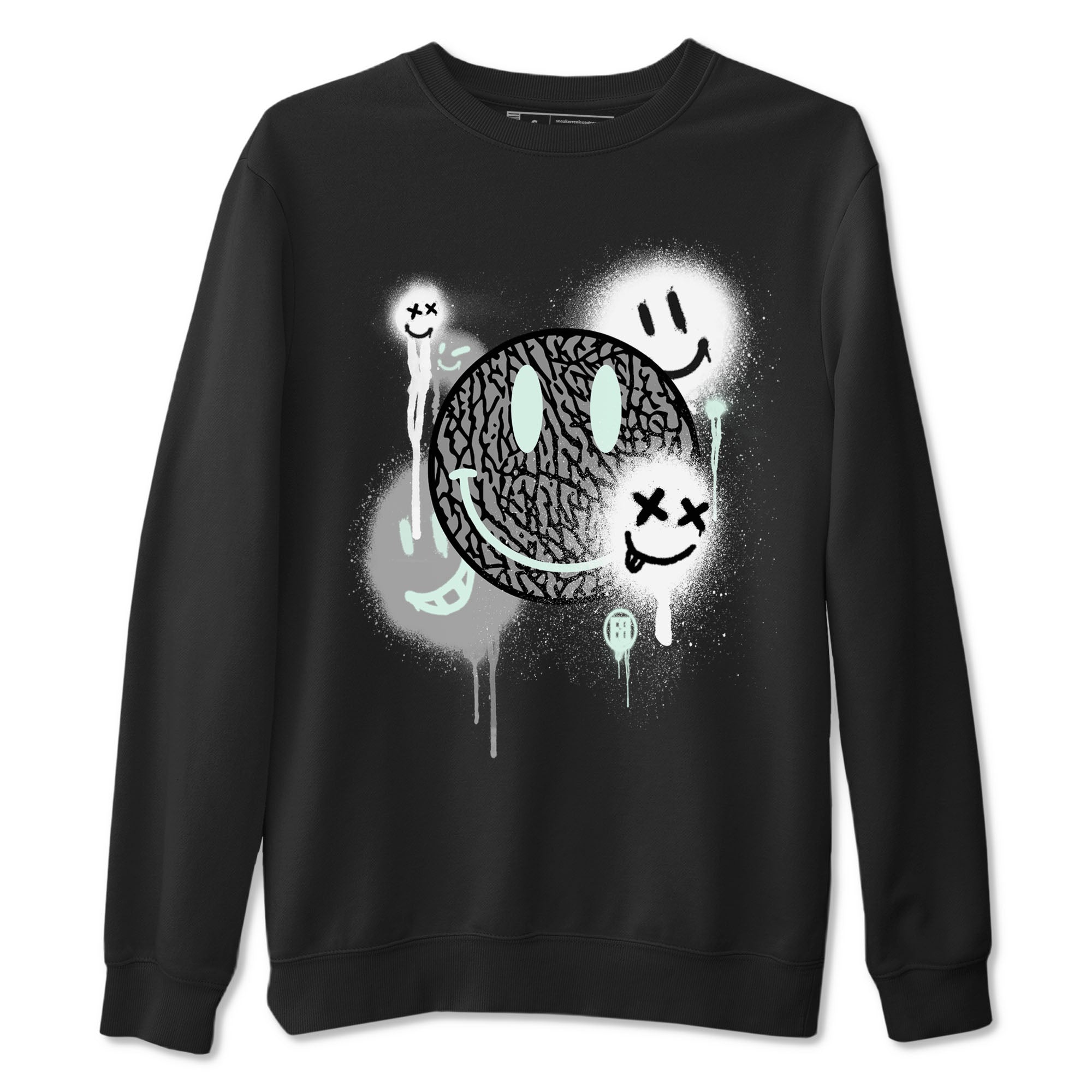 3s Green Glow shirt to match jordans Smile Painting sneaker tees Air Jordan 3 Green Glow Drip Gear Zone unisex cotton Black 2 crew neck shirt