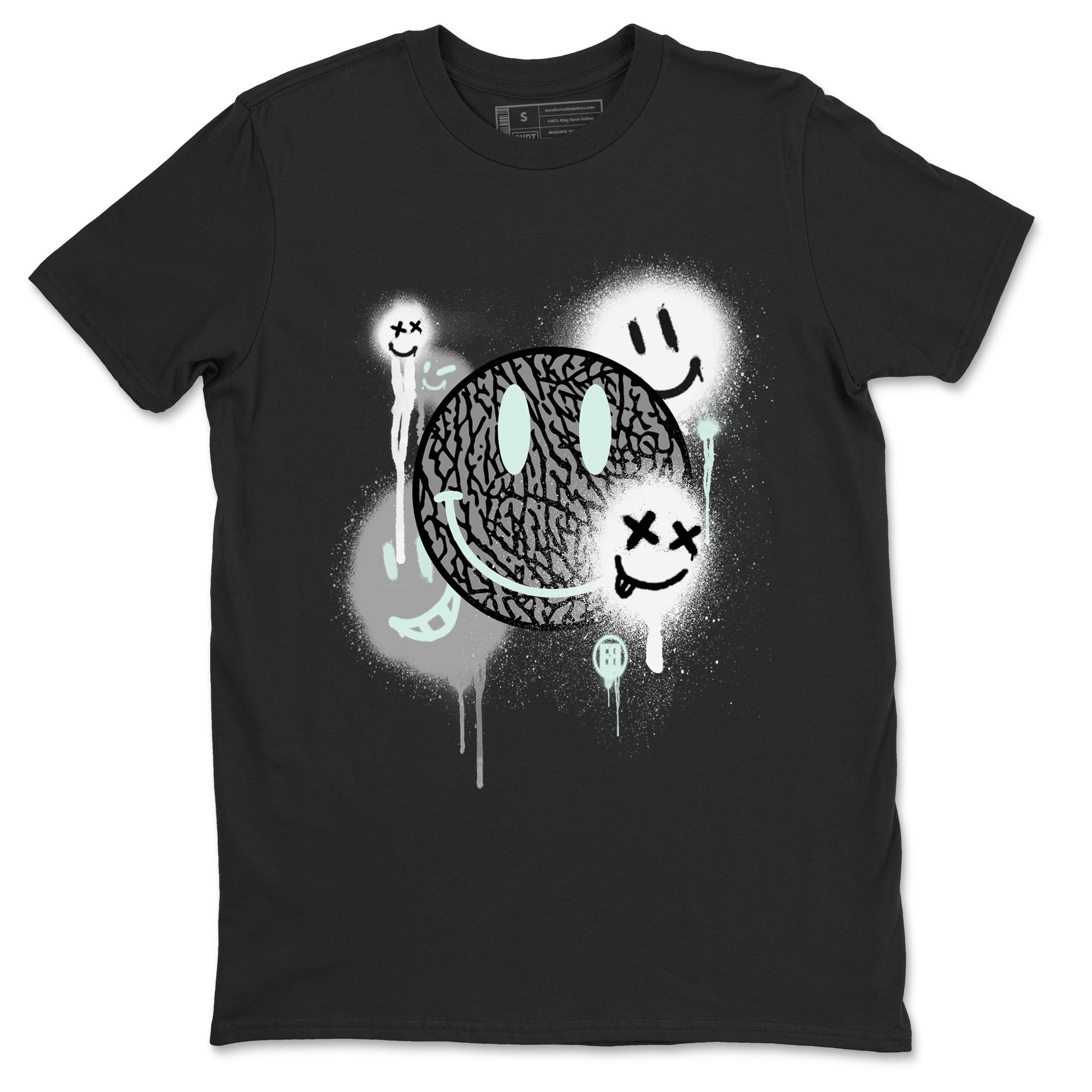 3s Green Glow shirt to match jordans Smile Painting sneaker tees Air Jordan 3 Green Glow Drip Gear Zone unisex cotton Black 2 crew neck shirt