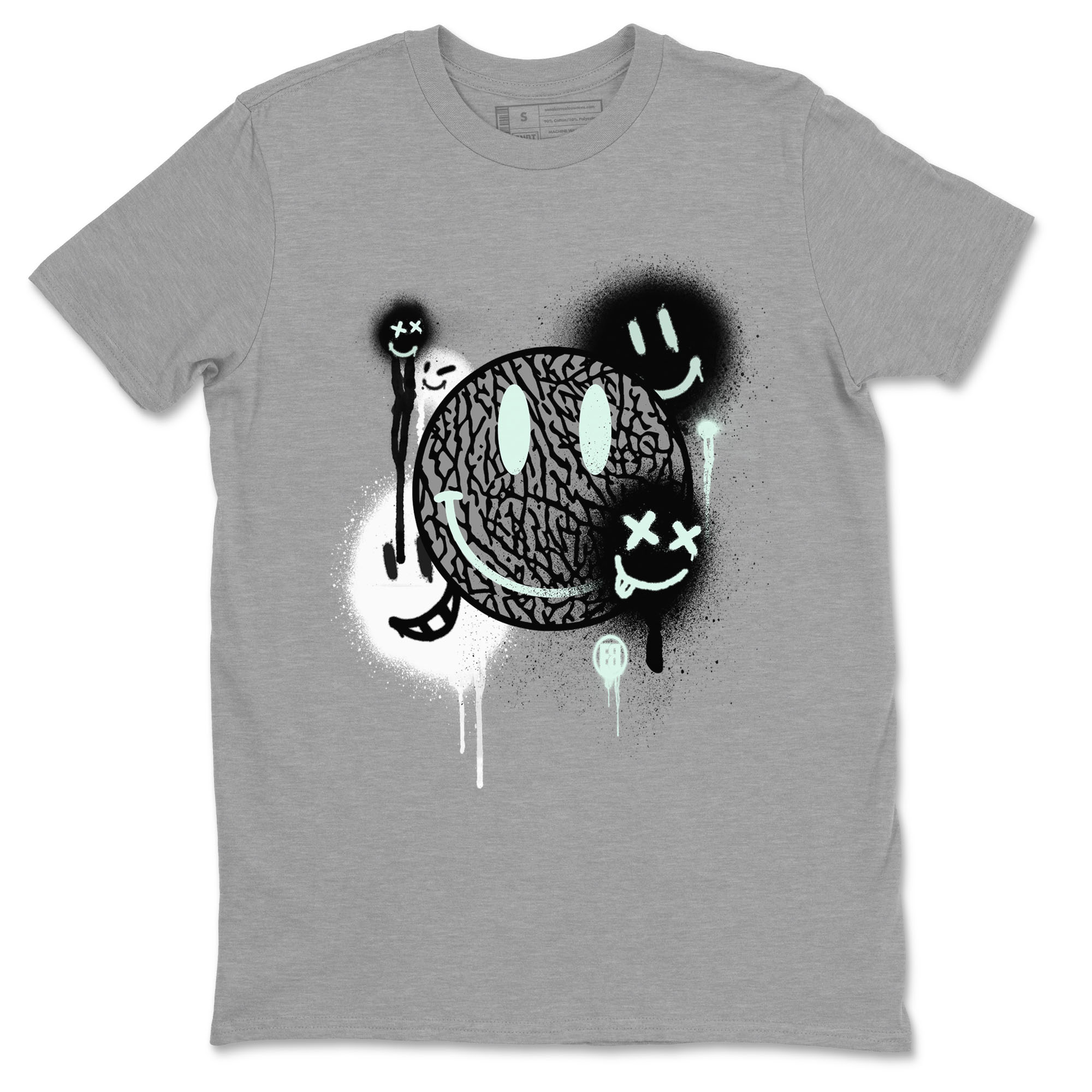 3s Green Glow shirt to match jordans Smile Painting sneaker tees Air Jordan 3 Green Glow Drip Gear Zone unisex cotton Heather Grey 2 crew neck shirt