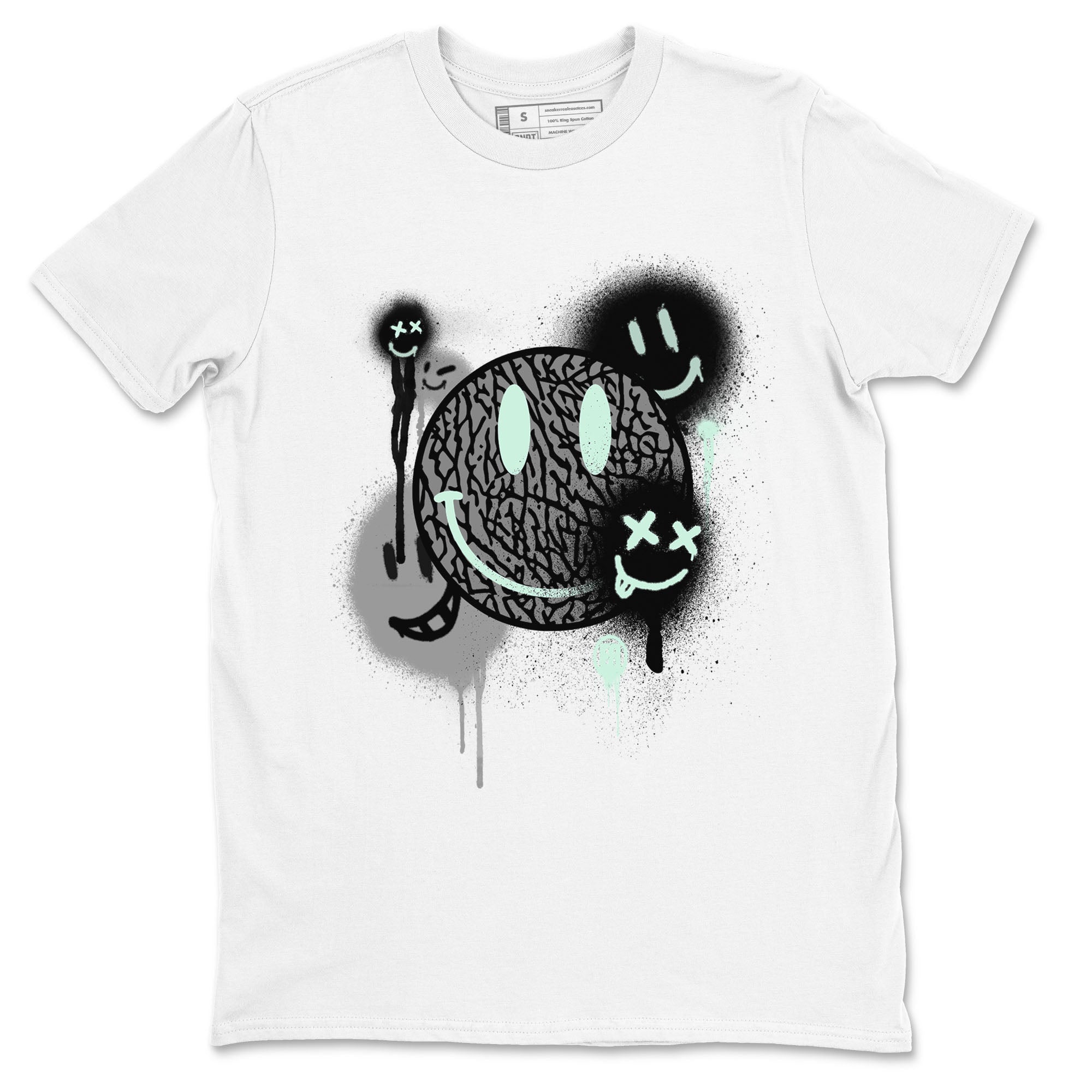 3s Green Glow shirt to match jordans Smile Painting sneaker tees Air Jordan 3 Green Glow Drip Gear Zone unisex cotton White 2 crew neck shirt