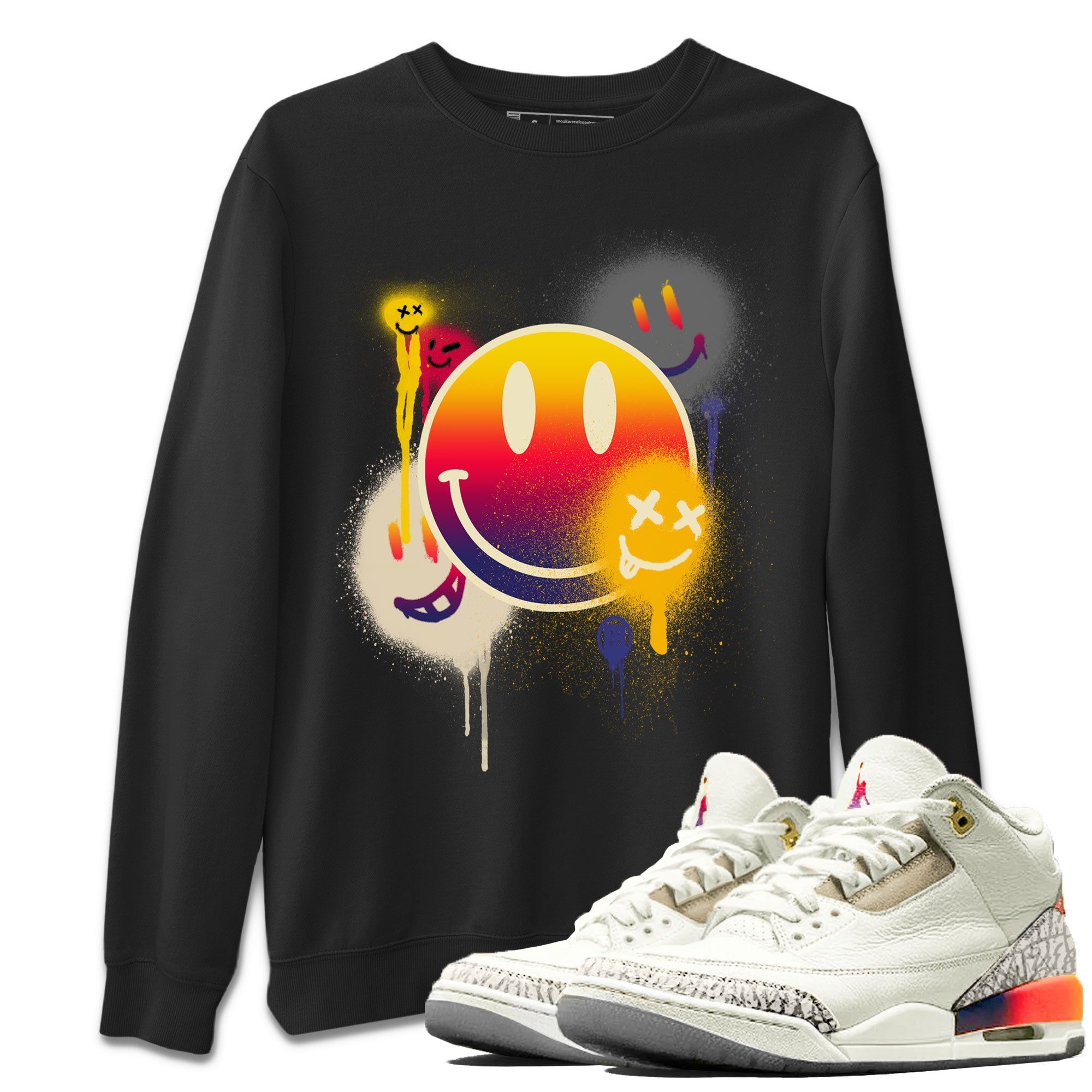Air Jordan 3 X J Balvin shirt to match jordans Smile Painting Streetwear Sneaker Shirt Air Jordan 3 X J Balvin Drip Gear Zone Sneaker Matching Clothing LGBT Pride T-Shirt Unisex Black 1 T-Shirt