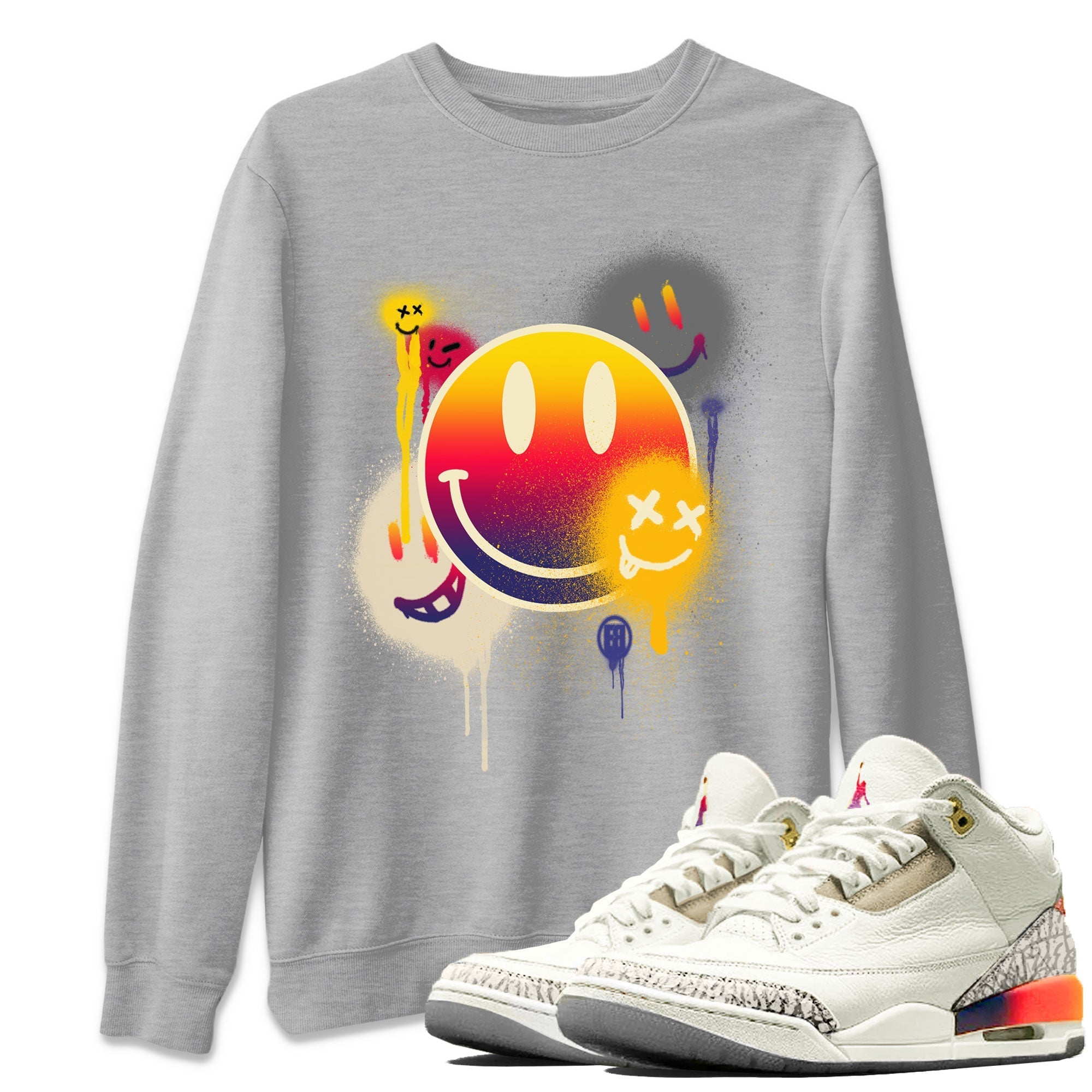 Air Jordan 3 X J Balvin shirt to match jordans Smile Painting Streetwear Sneaker Shirt Air Jordan 3 X J Balvin Drip Gear Zone Sneaker Matching Clothing LGBT Pride T-Shirt Unisex Heather Grey 1 T-Shirt