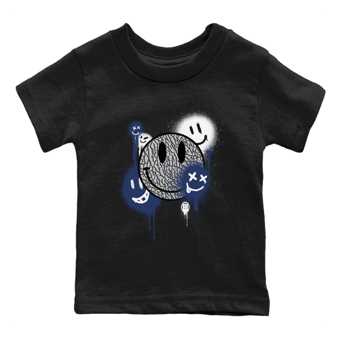 3s Midnight Navy shirt to match jordans Smile Painting sneaker match tee Air Jordan 3 Midnight Navy Drip Gear Zone baby toddler Black 2 cotton Shirt