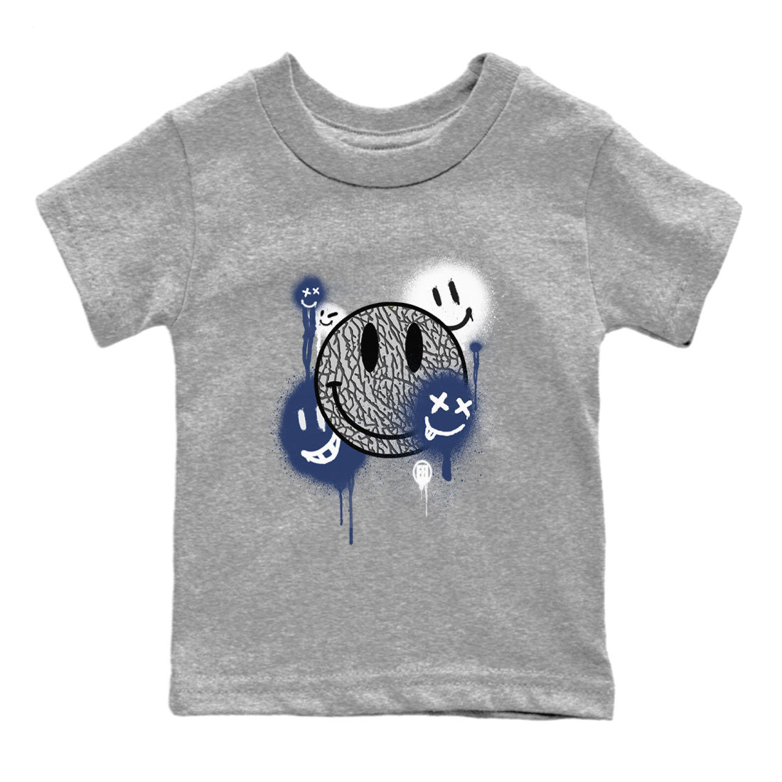 3s Midnight Navy shirt to match jordans Smile Painting sneaker match tee Air Jordan 3 Midnight Navy Drip Gear Zone baby toddler Heather Grey 2 cotton Shirt