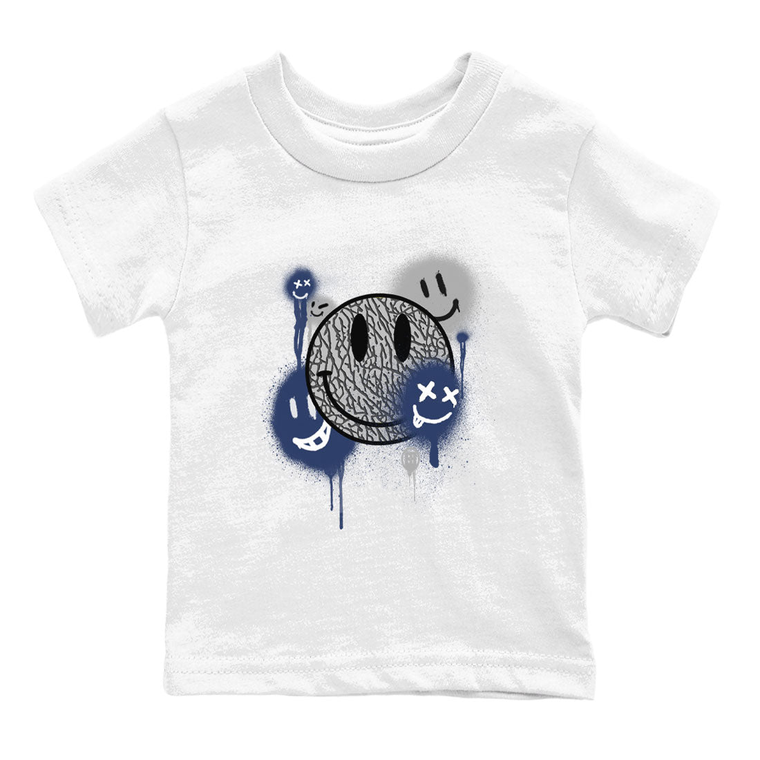 3s Midnight Navy shirt to match jordans Smile Painting sneaker match tee Air Jordan 3 Midnight Navy Drip Gear Zone baby toddler White 2 cotton Shirt