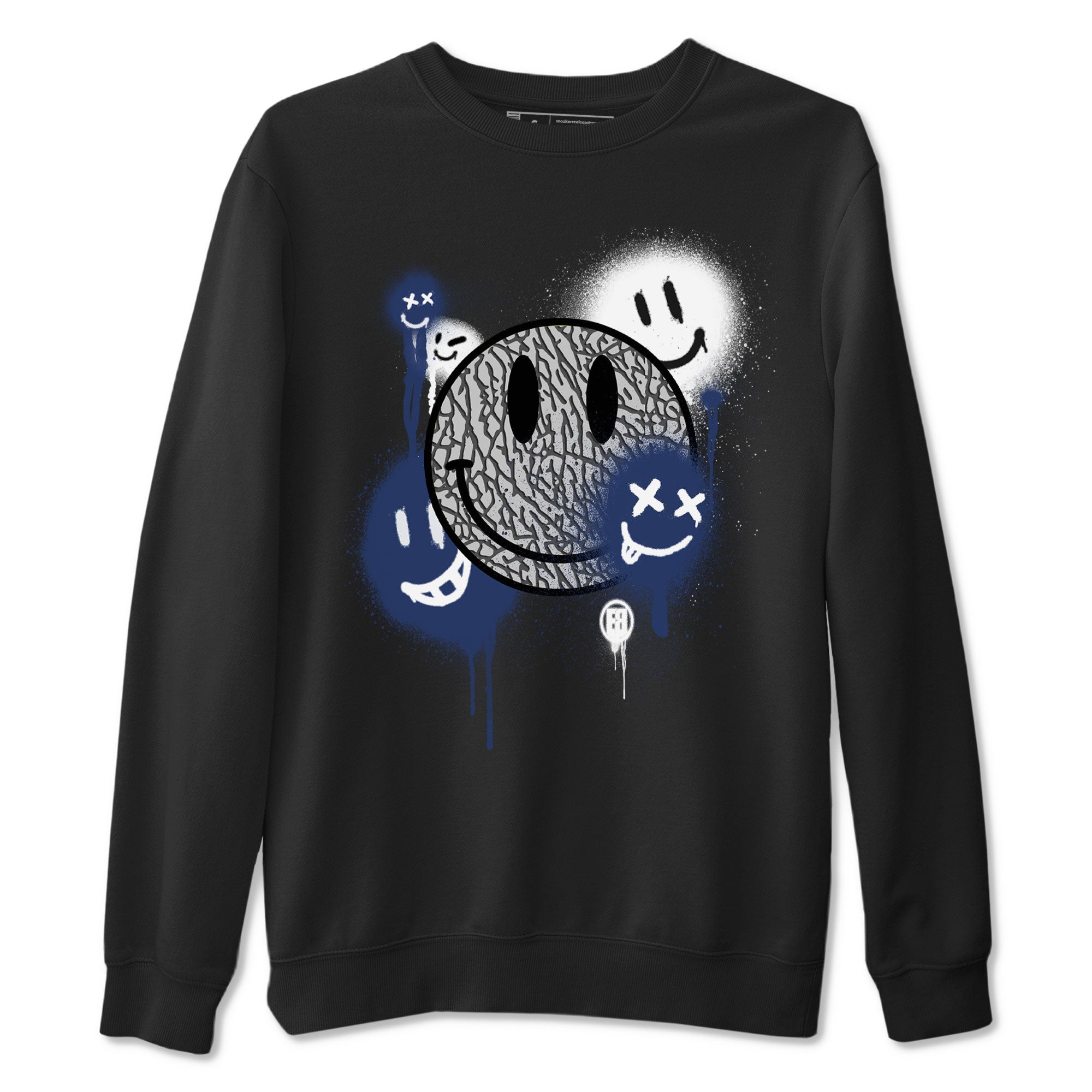 3s Midnight Navy shirt to match jordans Smile Painting sneaker match tee Air Jordan 3 Midnight Navy Drip Gear Zone unisex cotton Black 2 crew neck shirt