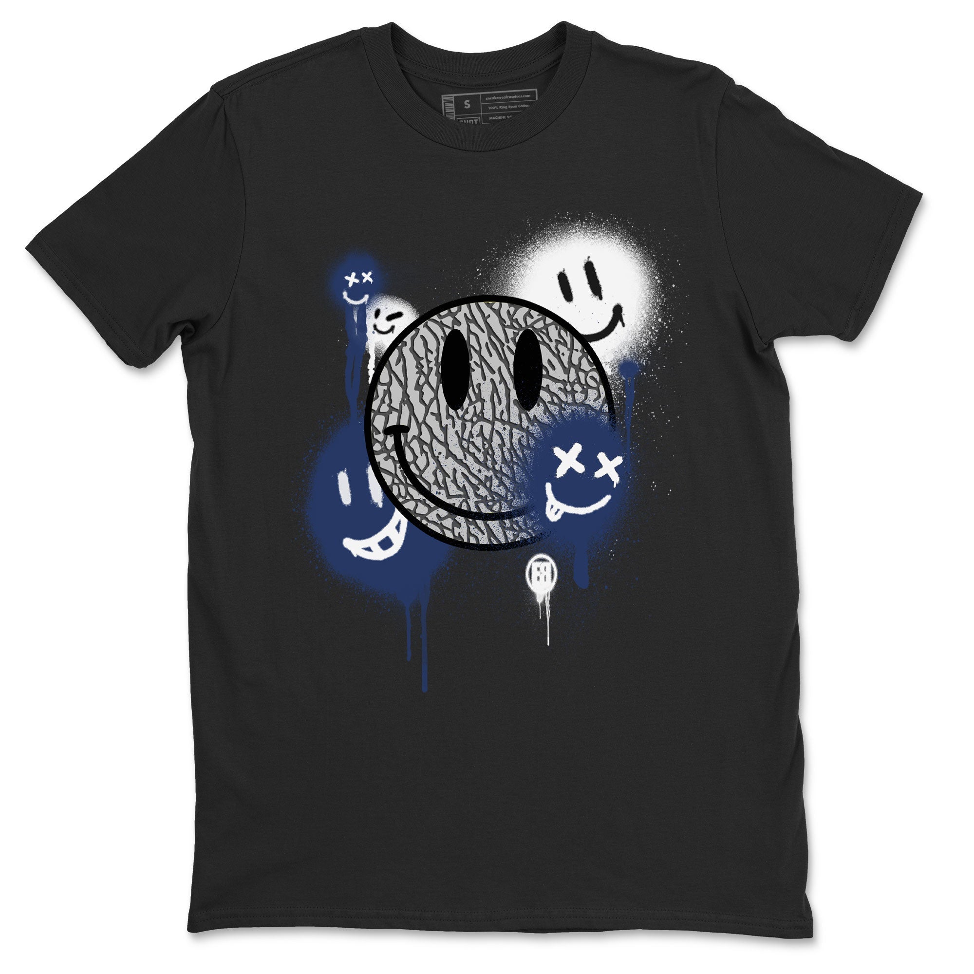 3s Midnight Navy shirt to match jordans Smile Painting sneaker match tee Air Jordan 3 Midnight Navy Drip Gear Zone unisex cotton Black 2 crew neck shirt