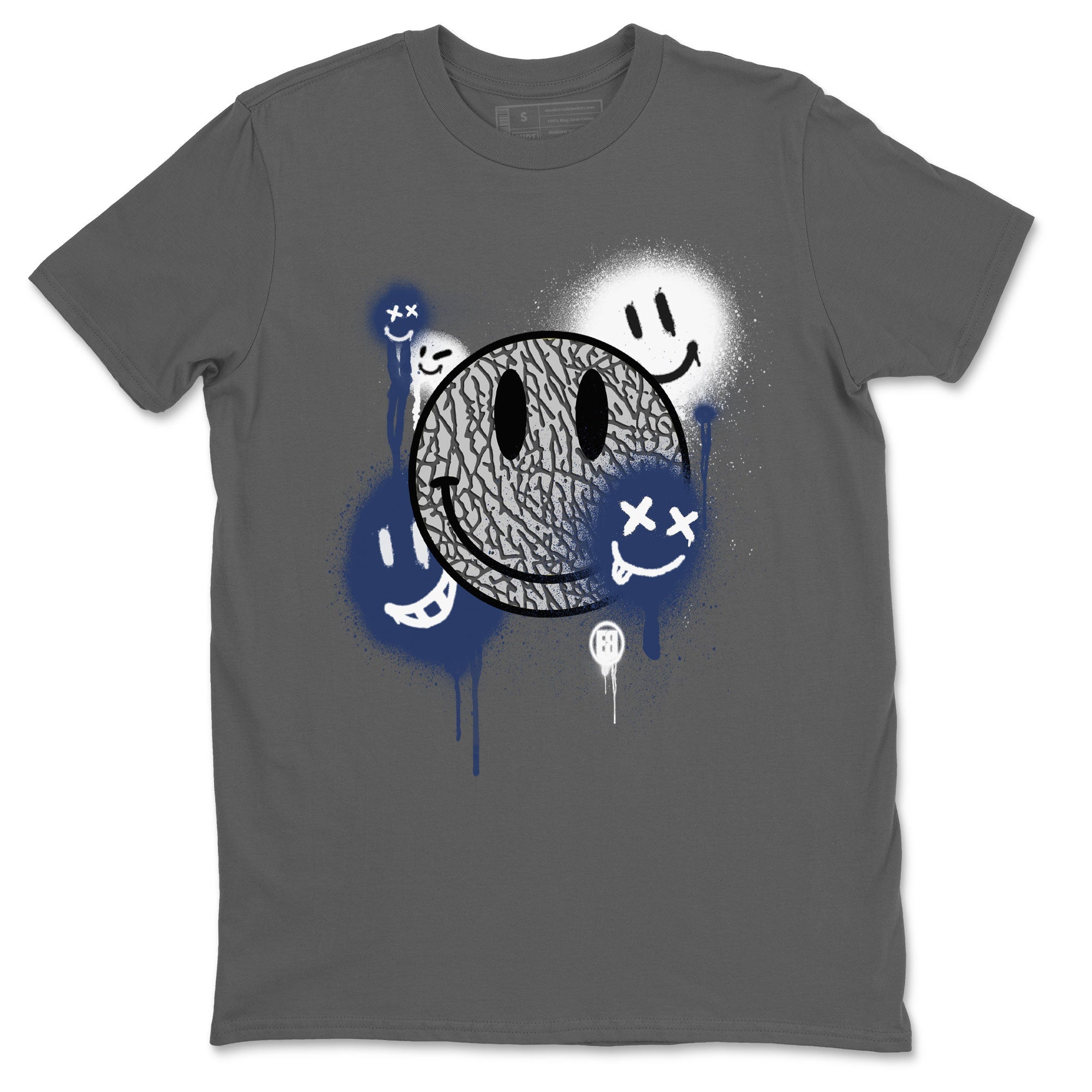 3s Midnight Navy shirt to match jordans Smile Painting sneaker match tee Air Jordan 3 Midnight Navy Drip Gear Zone unisex cotton Cool Grey 2 crew neck shirt