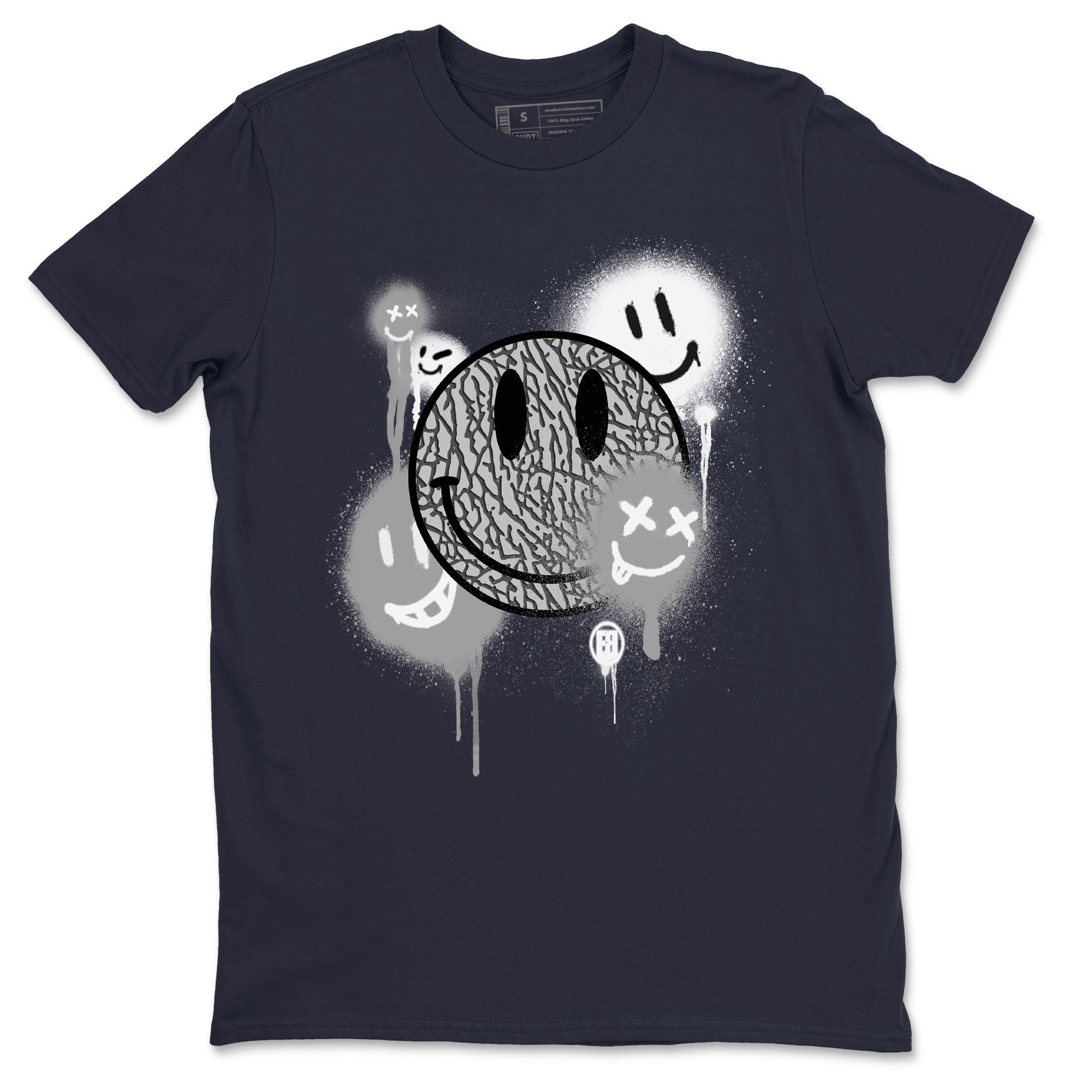 3s Midnight Navy shirt to match jordans Smile Painting sneaker match tee Air Jordan 3 Midnight Navy Drip Gear Zone unisex cotton Navy 2 crew neck shirt