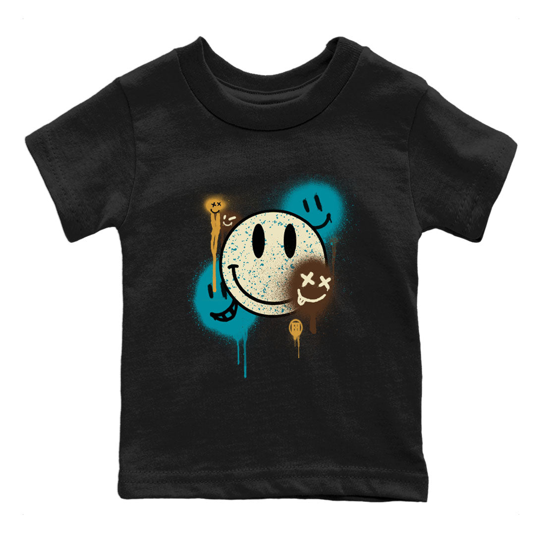 Air Jordan 4 GS Cacao Wow Match To Jordans Smile Painting Streetwear Sneaker Shirt Air Jordan 4 Cacao Wow Drip Gear Zone Sneaker Matching Clothing Kids Shirts Black 2