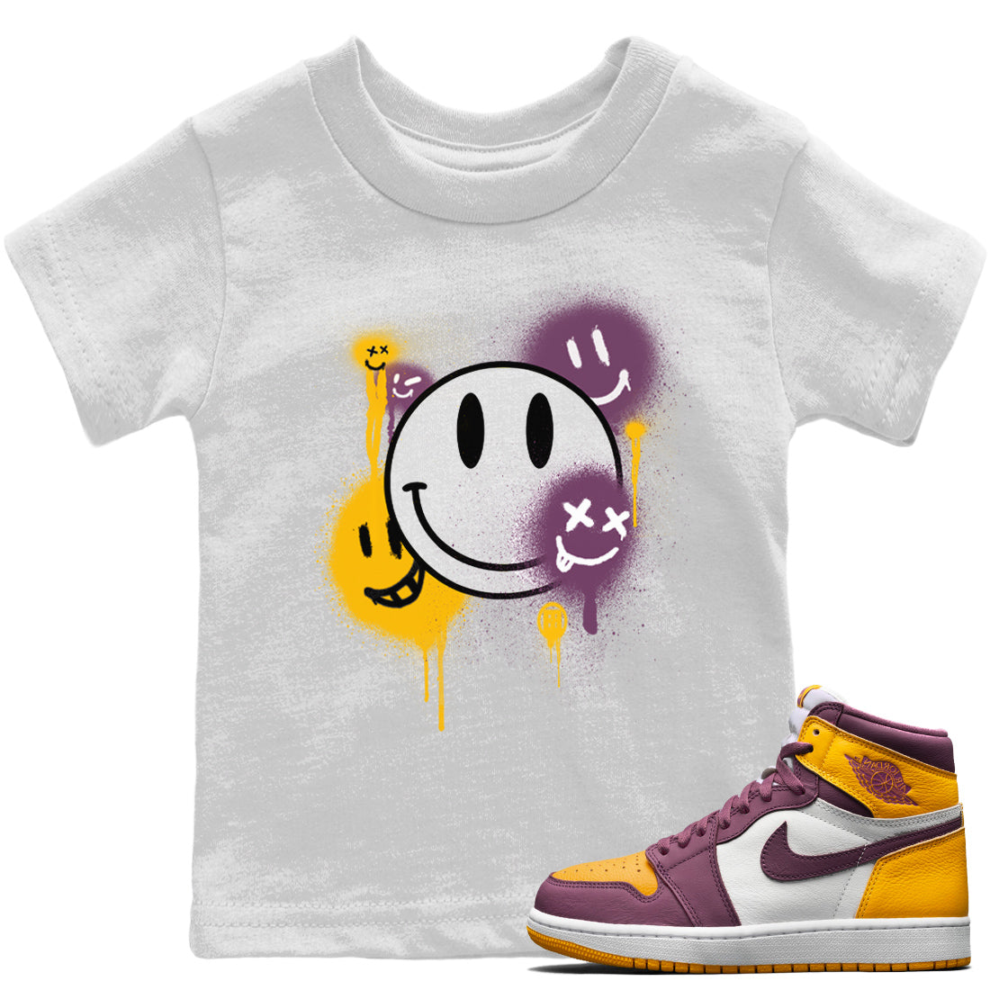 Jordan 1 Brotherhood Sneaker Matching T-Shirt Smile Painting Sneaker Tees Jordan 1 Brotherhood Sneaker Release Tees Kids Shirts