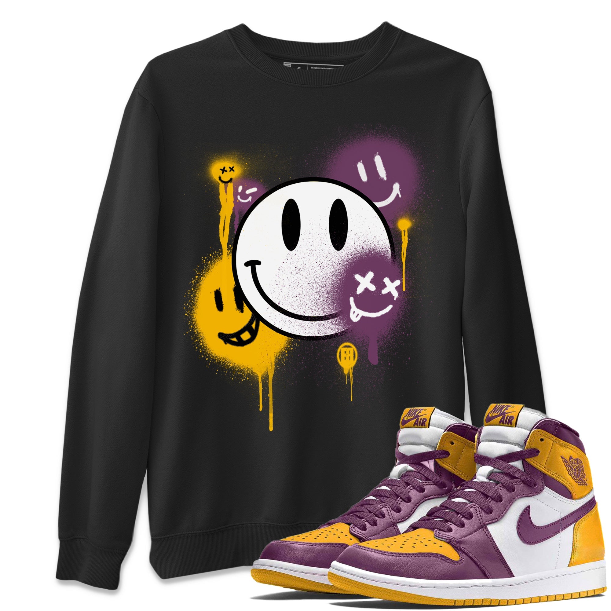 Jordan 1 Brotherhood Sneaker Matching T-Shirt Smile Painting Sneaker Tees Jordan 1 Brotherhood Sneaker Release Tees Crew Neck Tees