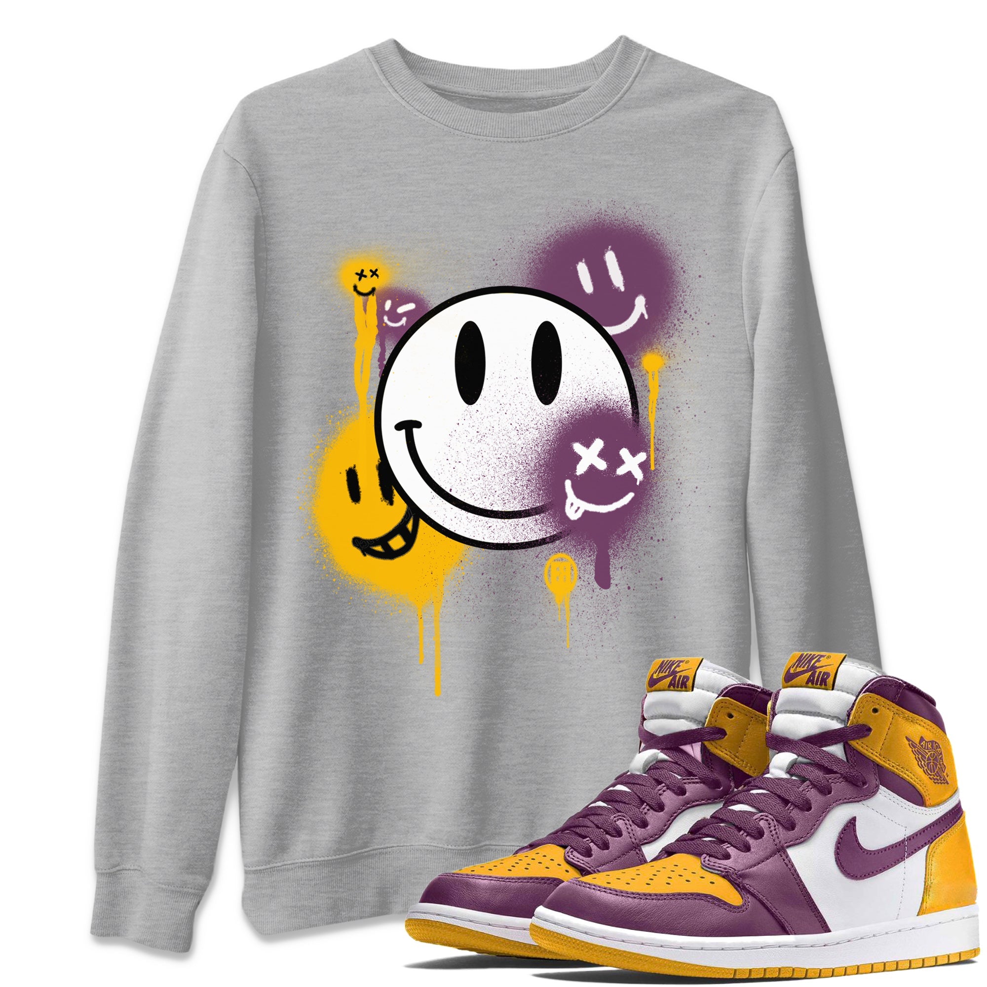 Jordan 1 Brotherhood Sneaker Matching T-Shirt Smile Painting Sneaker Tees Jordan 1 Brotherhood Sneaker Release Tees Crew Neck Tees