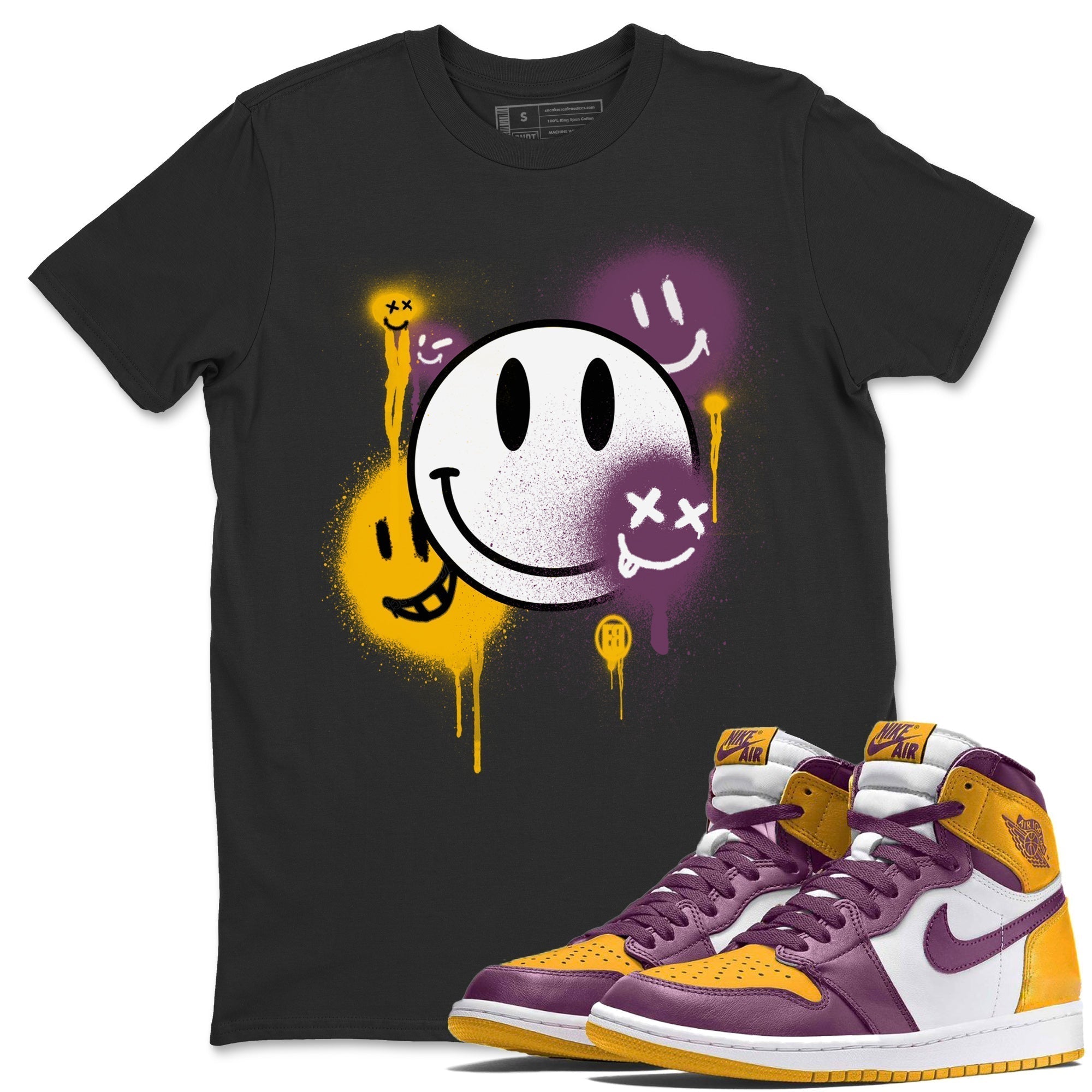 Jordan 1 Brotherhood Sneaker Matching T-Shirt Smile Painting Sneaker Tees Jordan 1 Brotherhood Sneaker Release Tees Crew Neck Tees