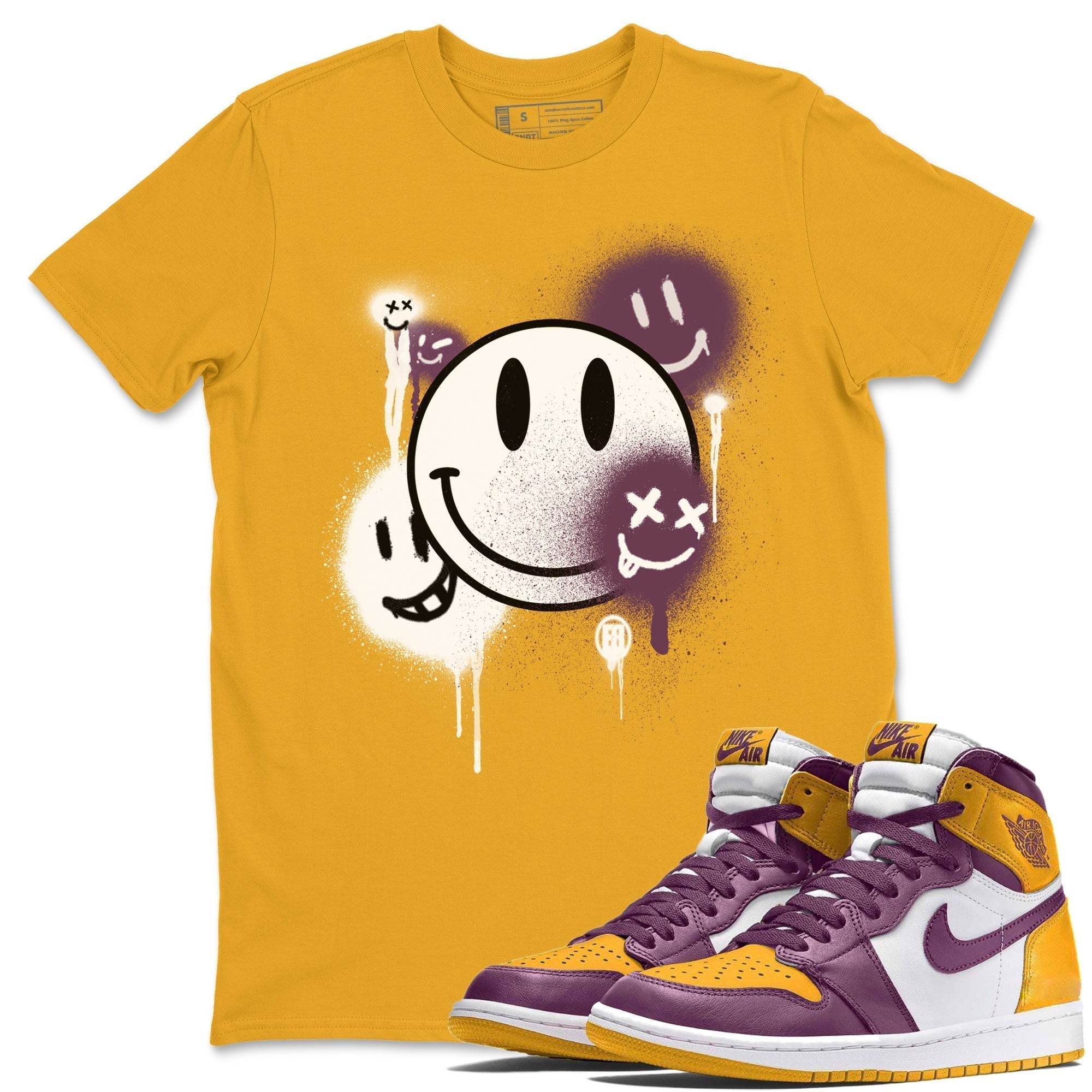 Jordan 1 Brotherhood Sneaker Matching T-Shirt Smile Painting Sneaker Tees Jordan 1 Brotherhood Sneaker Release Tees Crew Neck Tees