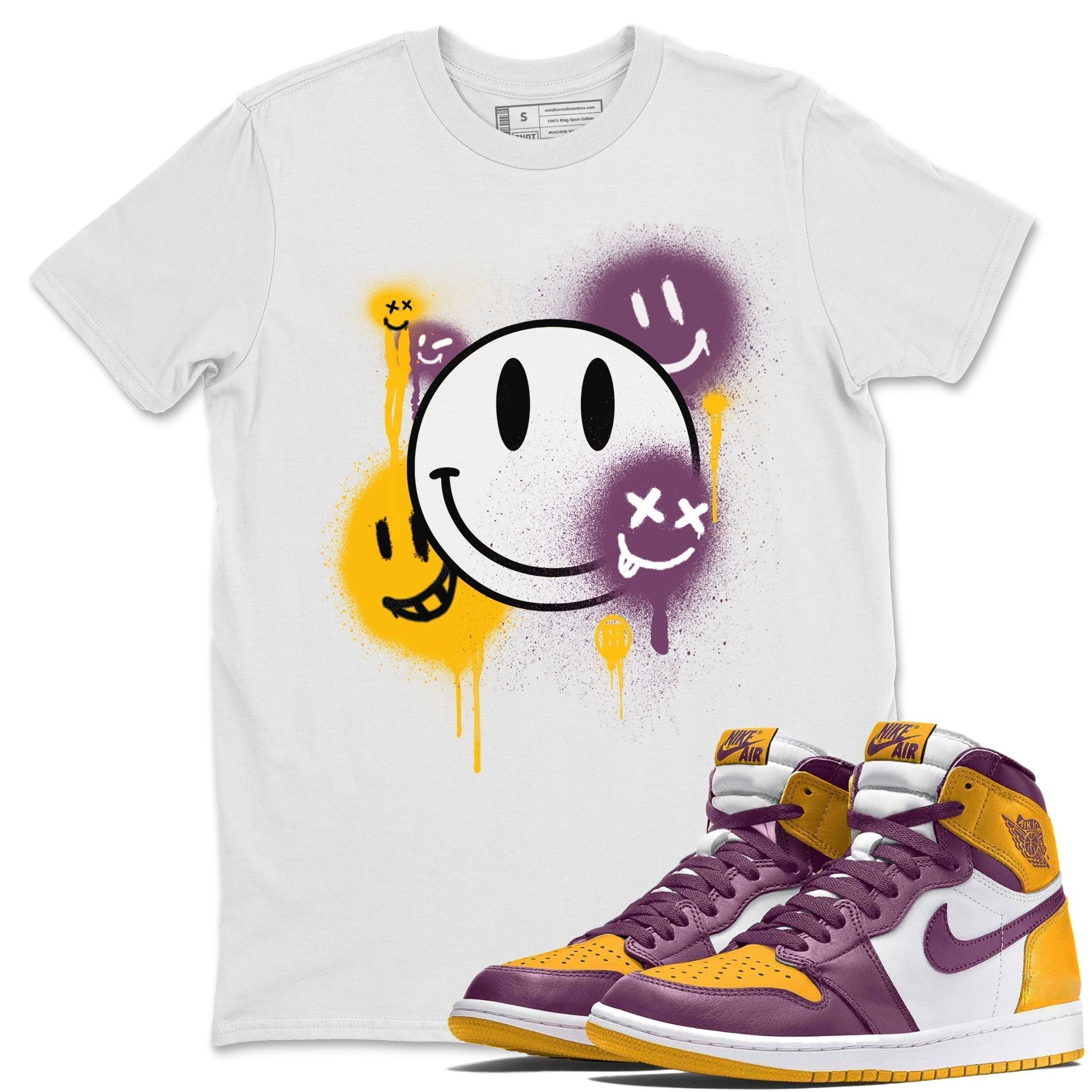 Jordan 1 Brotherhood Sneaker Matching T-Shirt Smile Painting Sneaker Tees Jordan 1 Brotherhood Sneaker Release Tees Crew Neck Tees