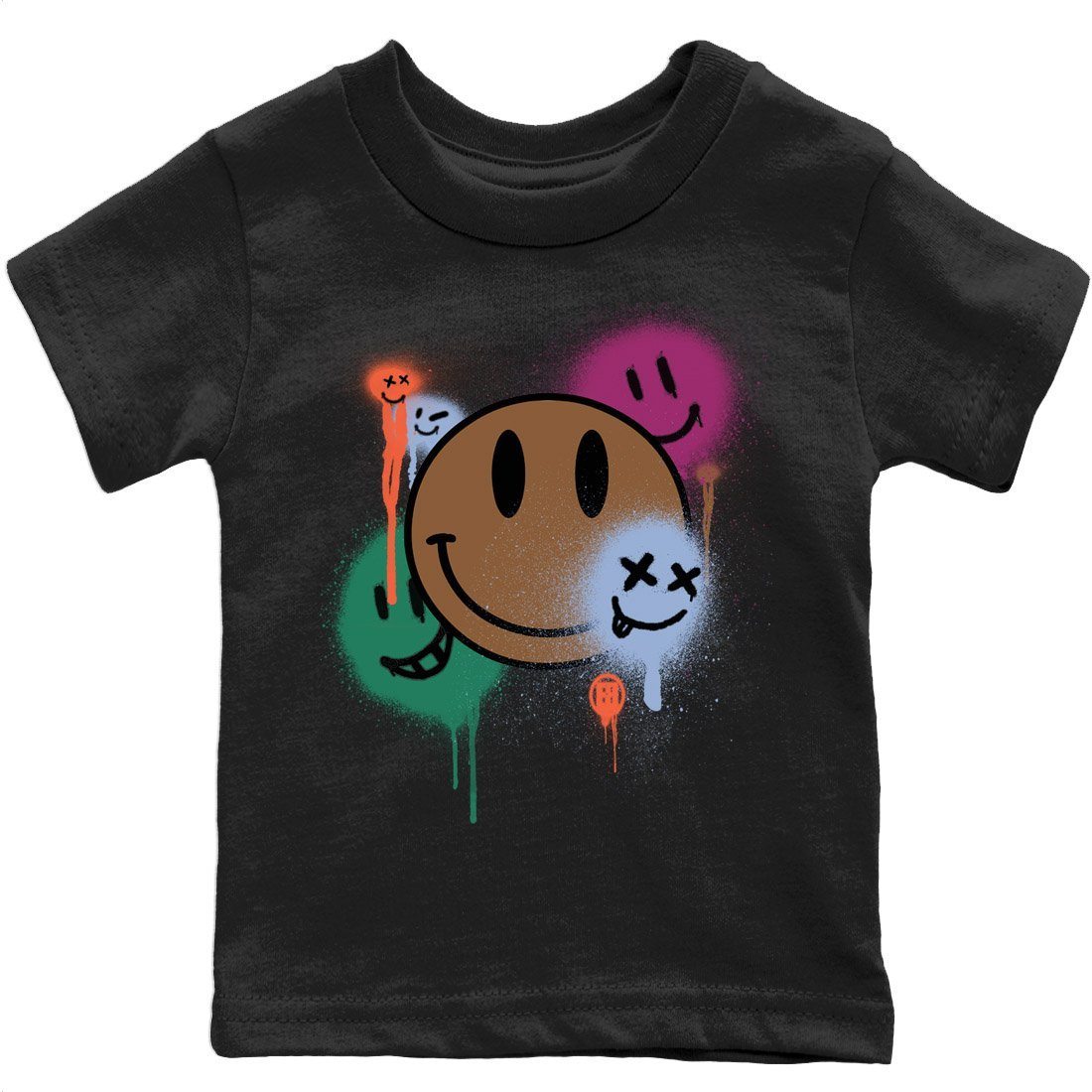 Jordan 1 Hand Crafted Sneaker Matching T-Shirt Smile Painting Sneaker Tees Jordan 1 Hand Crafted Sneaker Release Tees Kids Shirts