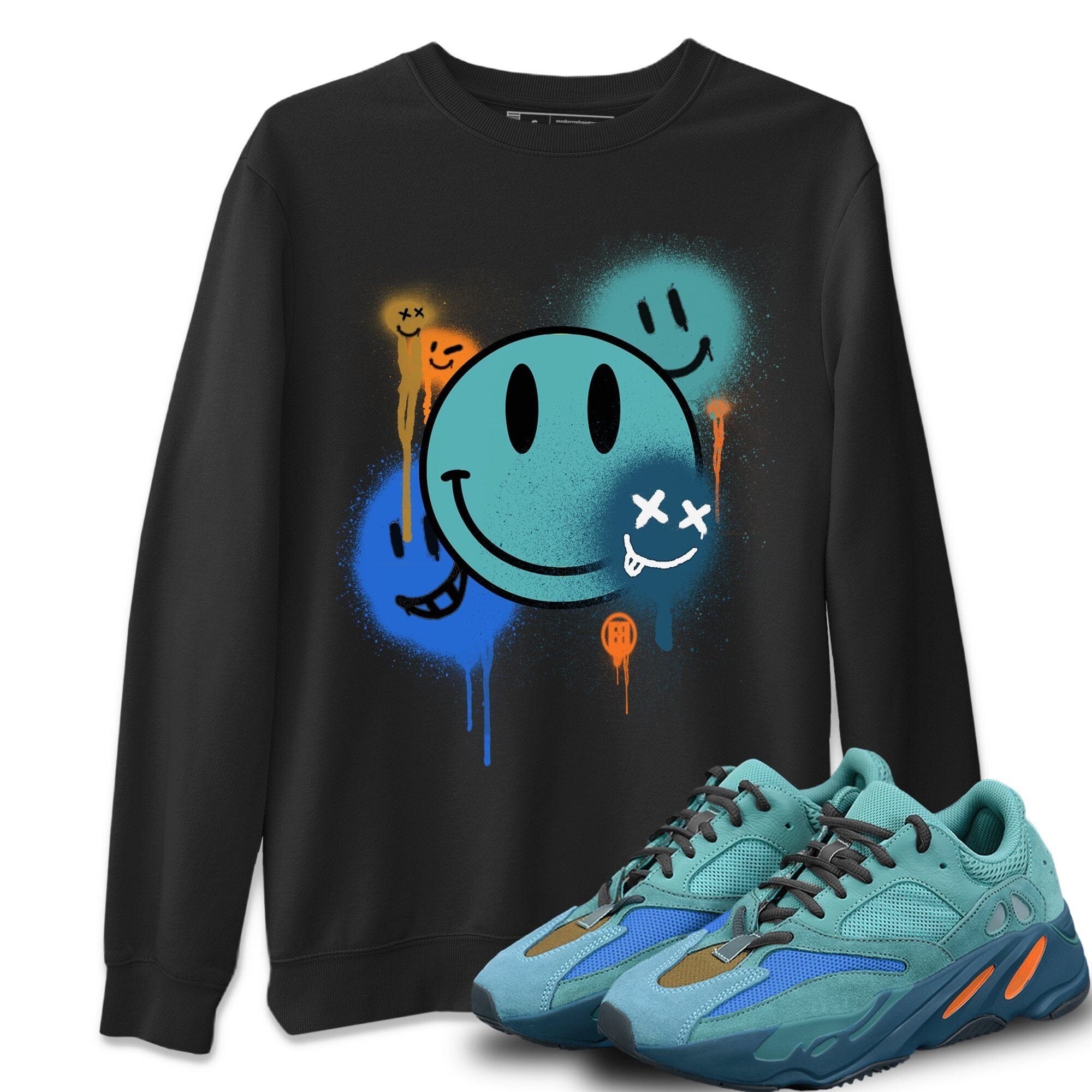 Yeezy 700 Faded Azure Shirt To Match Jordans Smile Painting Sneaker Tees Yeezy 700 Faded Azure Drip Gear Zone Sneaker Matching Clothing Unisex Shirts