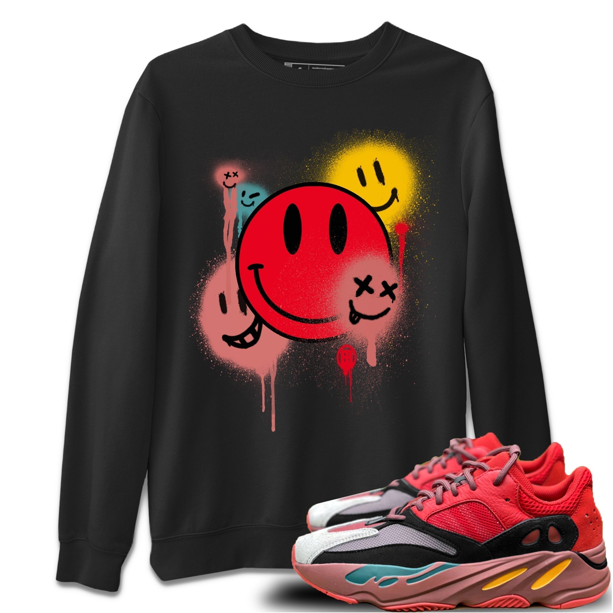 Yeezy 700 Hi-Res Red Shirt To Match Jordans Smile Painting Sneaker Tees Yeezy 700 Hi-Res Red Drip Gear Zone Sneaker Matching Clothing Unisex Shirts