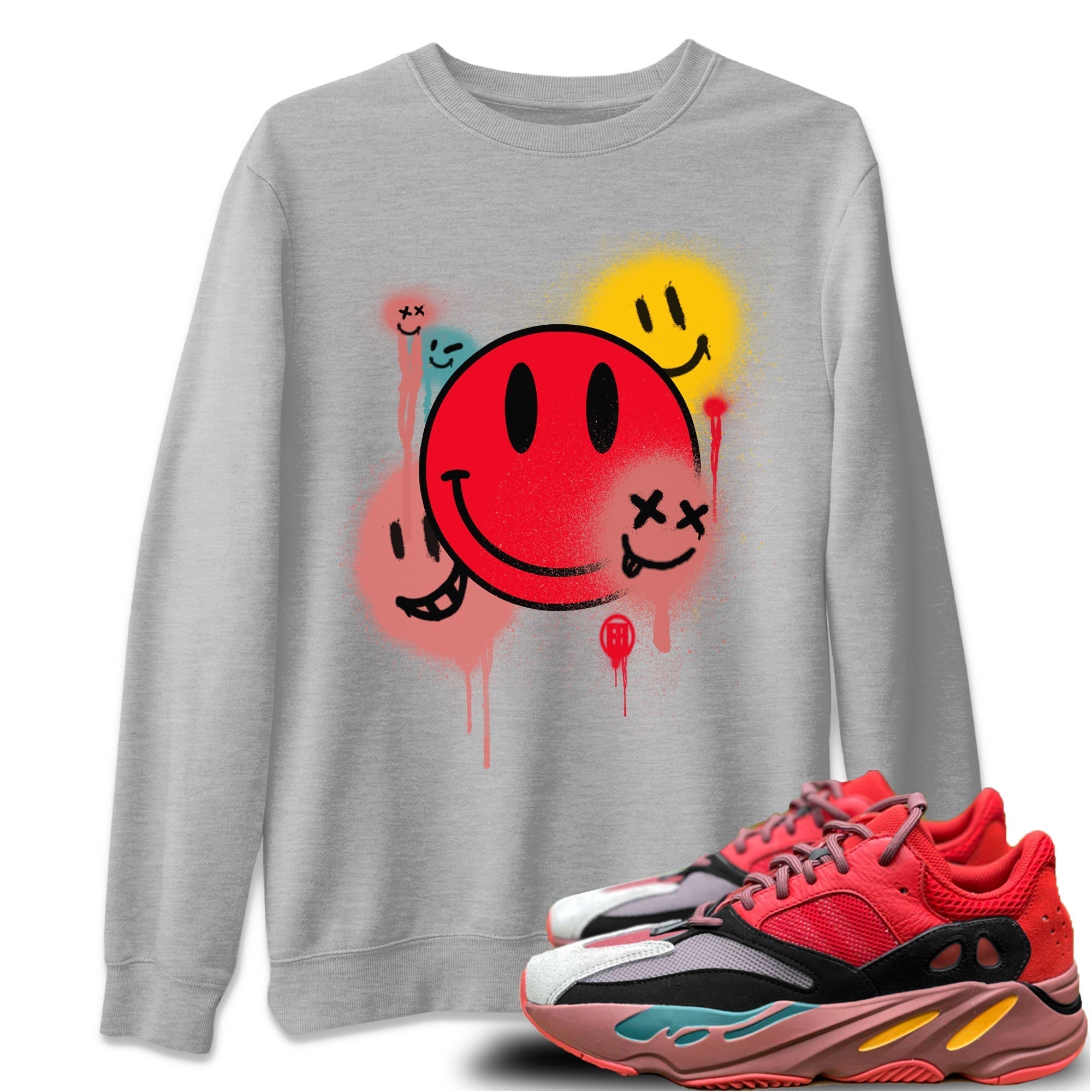 Yeezy 700 Hi-Res Red Shirt To Match Jordans Smile Painting Sneaker Tees Yeezy 700 Hi-Res Red Drip Gear Zone Sneaker Matching Clothing Unisex Shirts