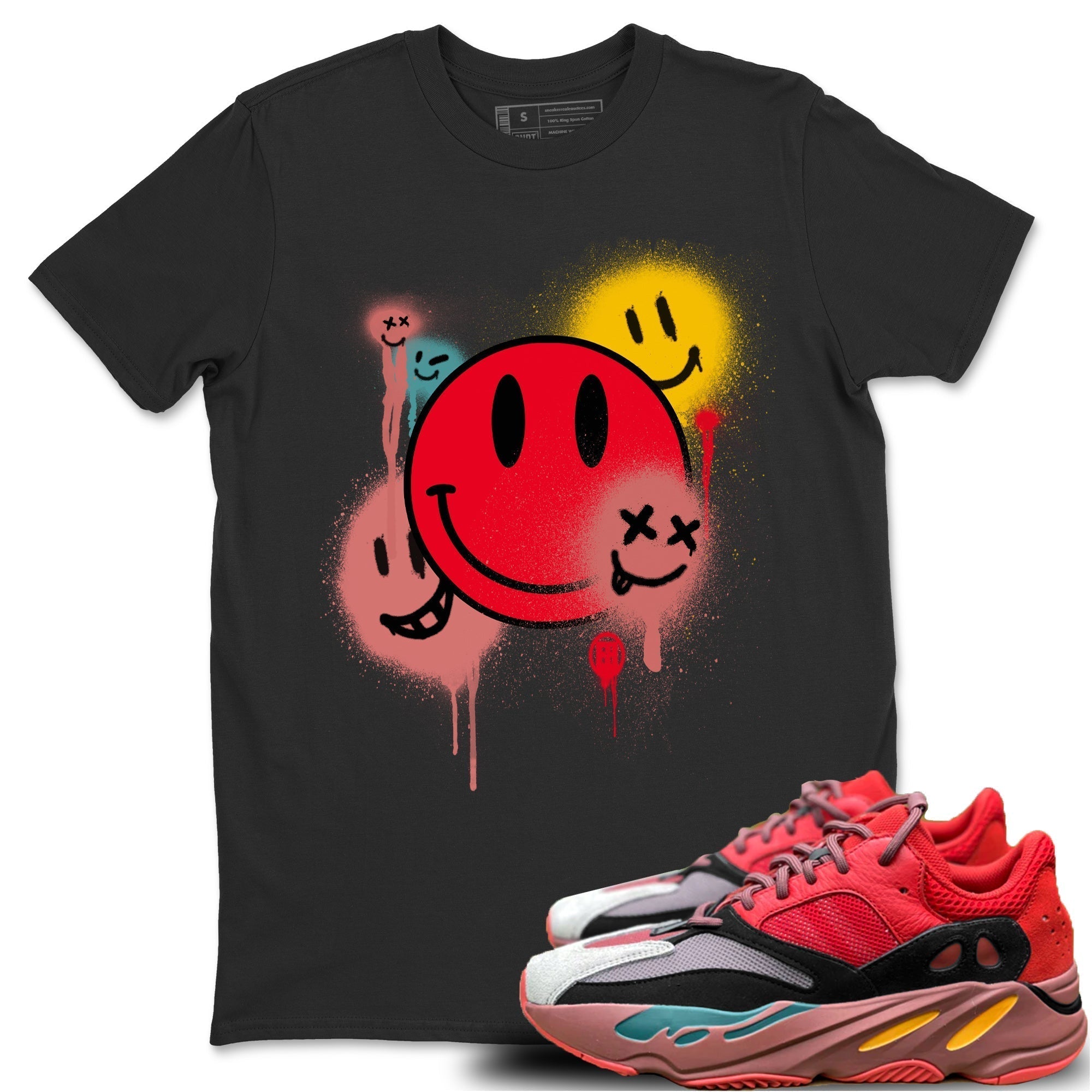 Yeezy 700 Hi-Res Red Shirt To Match Jordans Smile Painting Sneaker Tees Yeezy 700 Hi-Res Red Drip Gear Zone Sneaker Matching Clothing Unisex Shirts