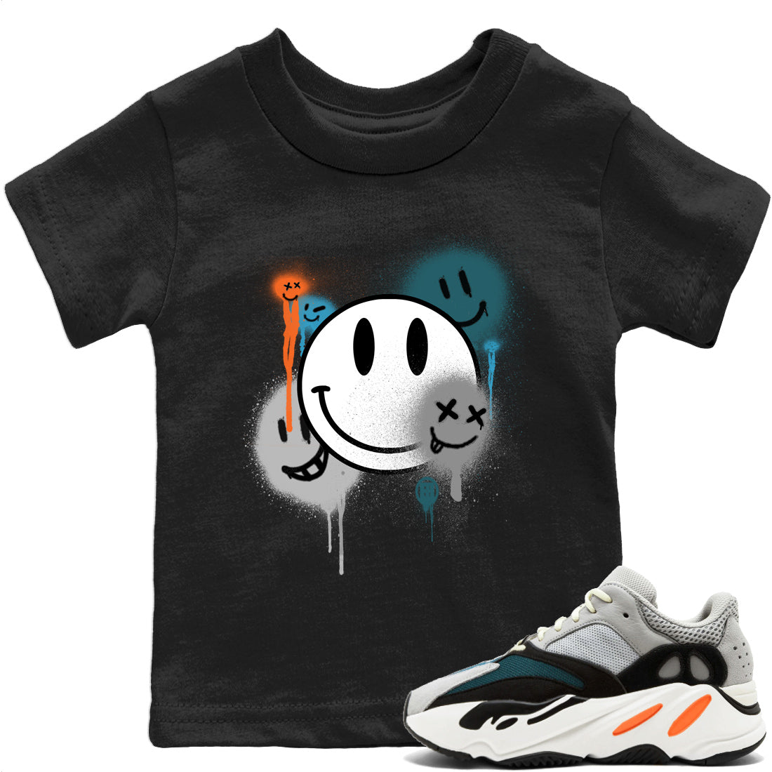 Yeezy 700 Wave Runner Shirt To Match Jordans Smile Painting Sneaker Tees Yeezy 700 Wave Runner Drip Gear Zone Sneaker Matching Clothing Kids Shirts