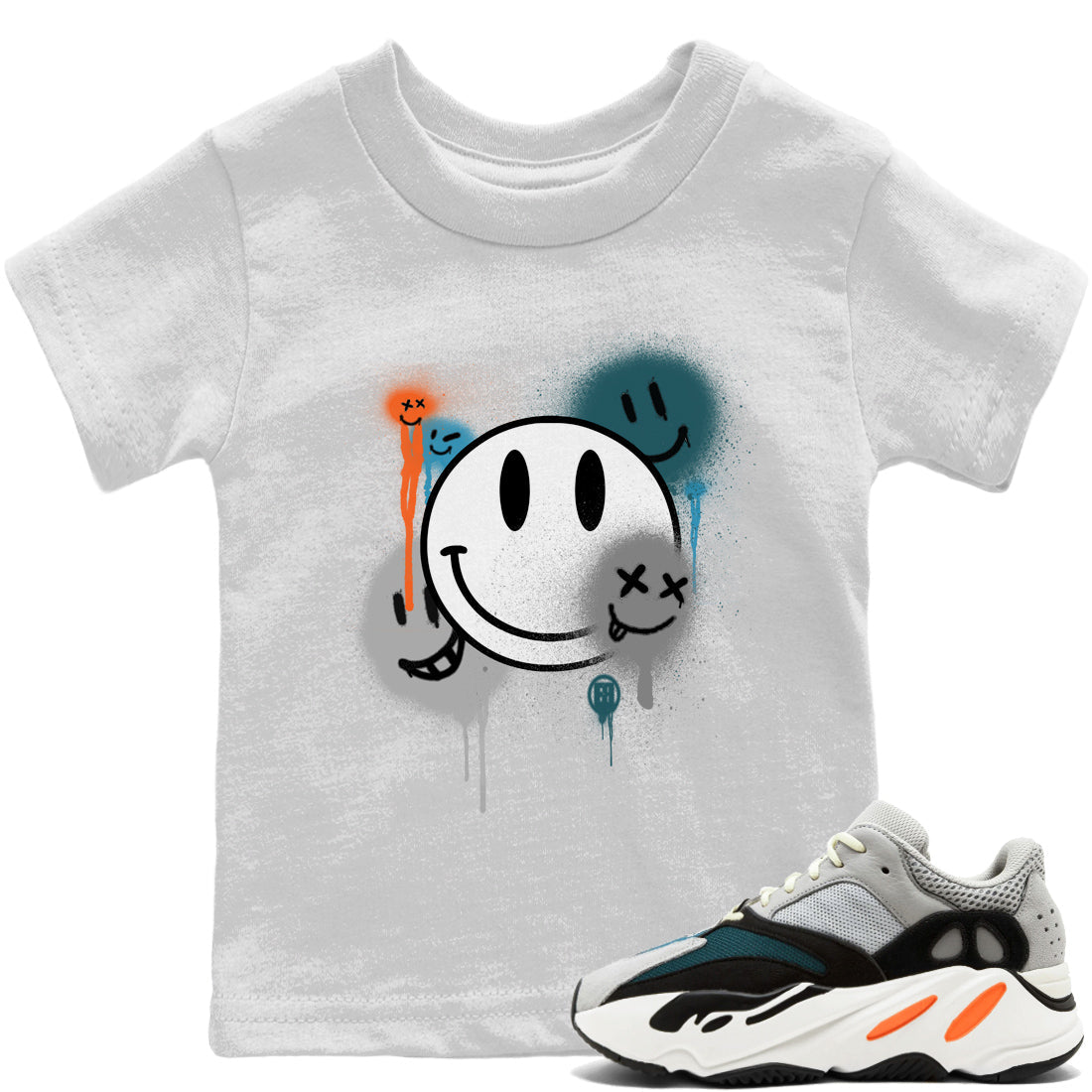 Yeezy 700 Wave Runner Shirt To Match Jordans Smile Painting Sneaker Tees Yeezy 700 Wave Runner Drip Gear Zone Sneaker Matching Clothing Kids Shirts