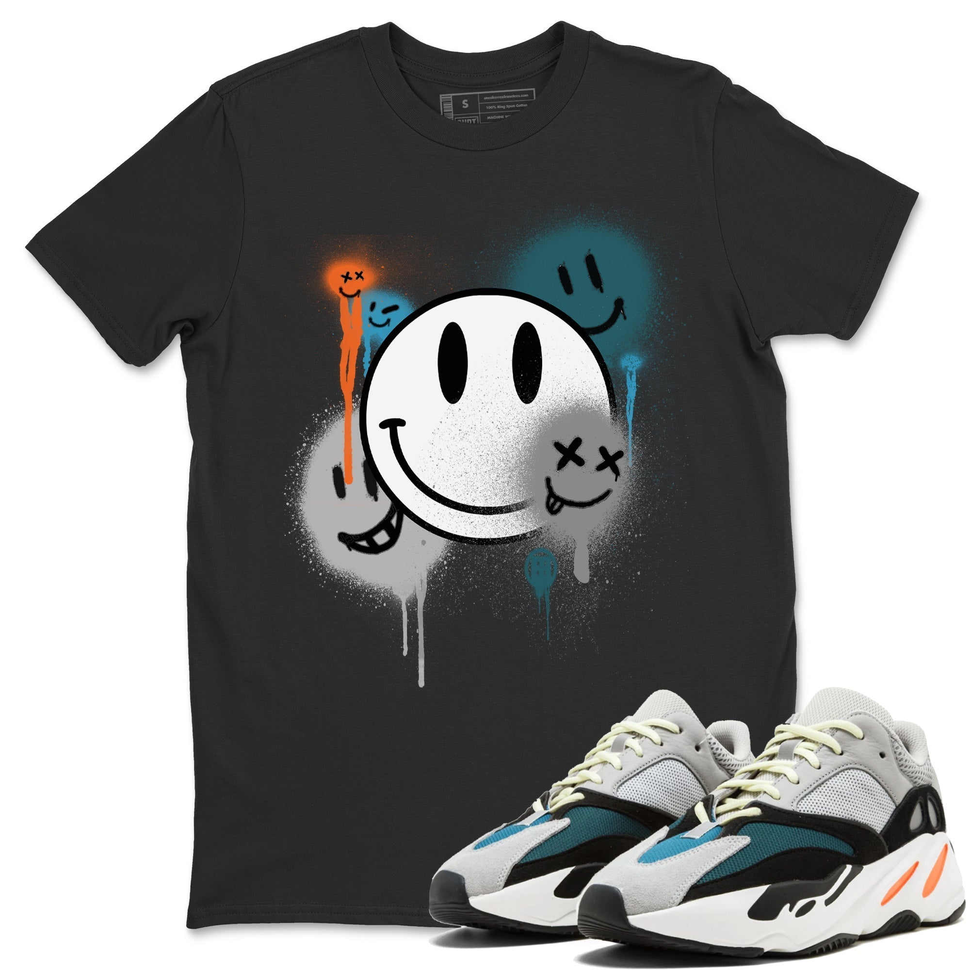 Yeezy 700 Wave Runner Shirt To Match Jordans Smile Painting Sneaker Tees Yeezy 700 Wave Runner Drip Gear Zone Sneaker Matching Clothing Unisex Shirts