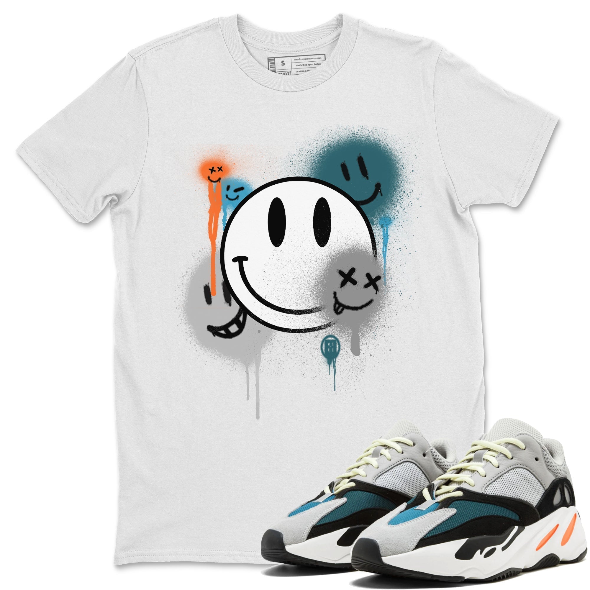 Yeezy 700 Wave Runner Shirt To Match Jordans Smile Painting Sneaker Tees Yeezy 700 Wave Runner Drip Gear Zone Sneaker Matching Clothing Unisex Shirts