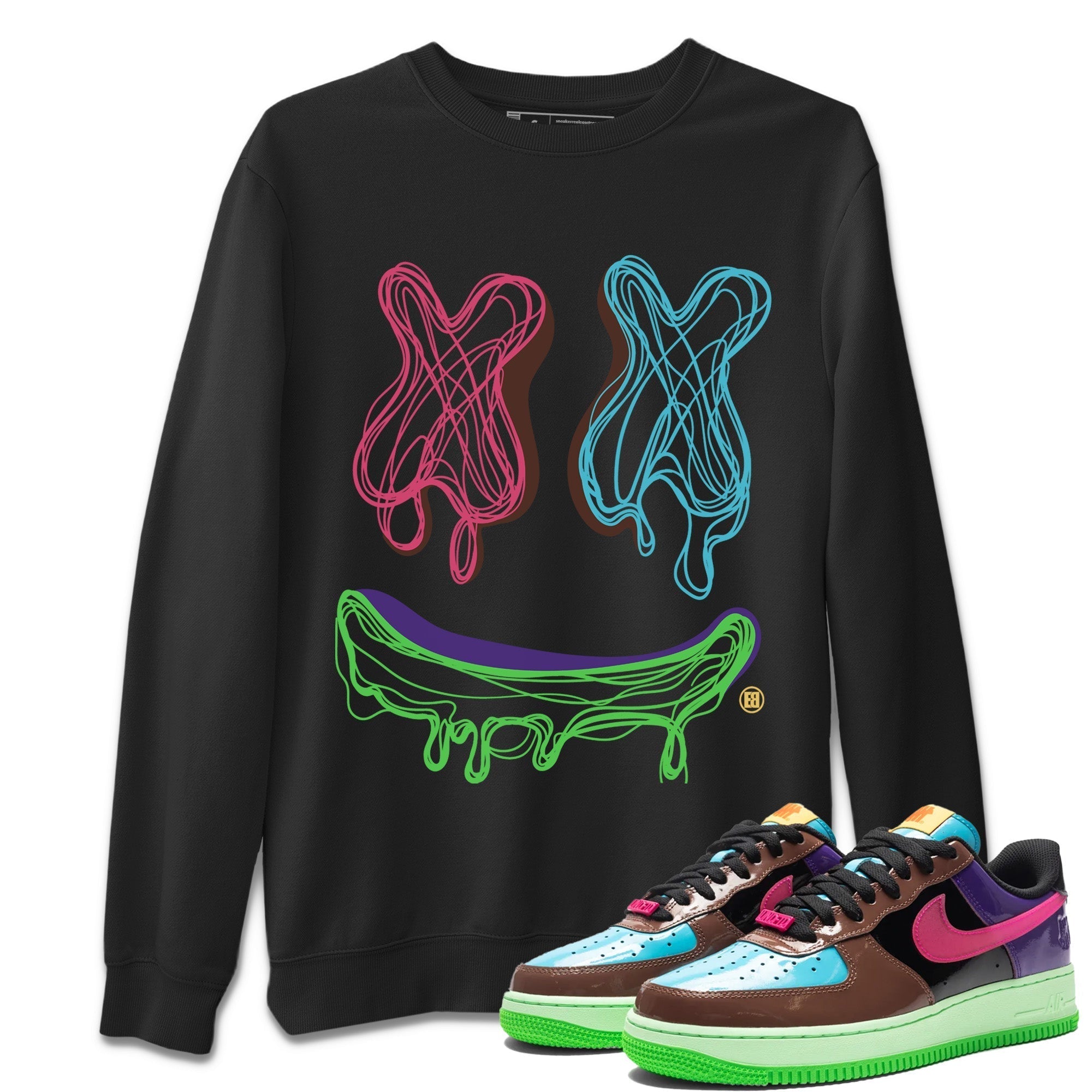 Air Force 1 Undefeated Fauna Brown Sneaker Match Tees Smiley Doodle Sneaker Tees Air Force 1 Undefeated Fauna Brown Jordan to match sneaker T-Shirt Crew Neck Shirts