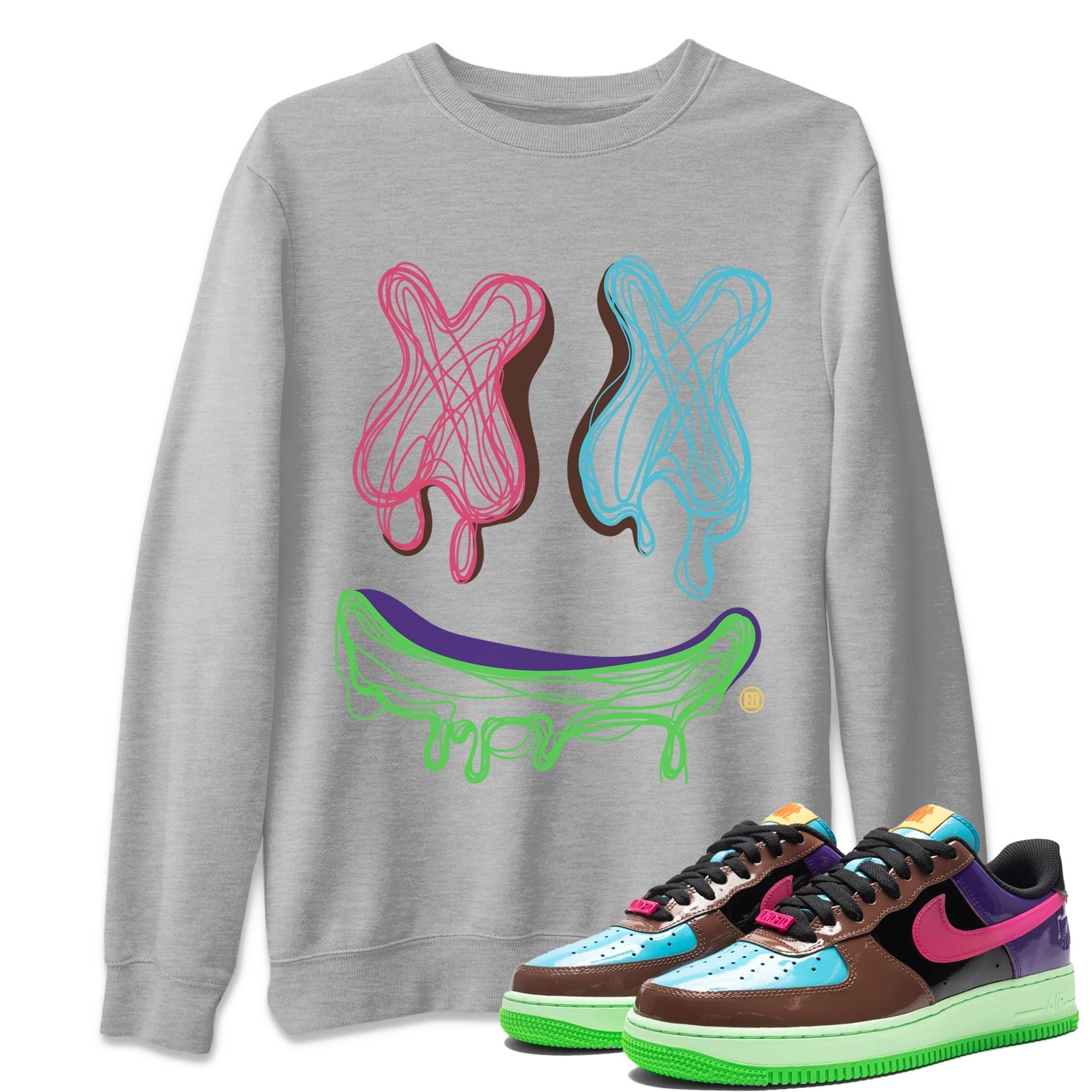 Air Force 1 Undefeated Fauna Brown Sneaker Match Tees Smiley Doodle Sneaker Tees Air Force 1 Undefeated Fauna Brown Jordan to match sneaker T-Shirt Crew Neck Shirts