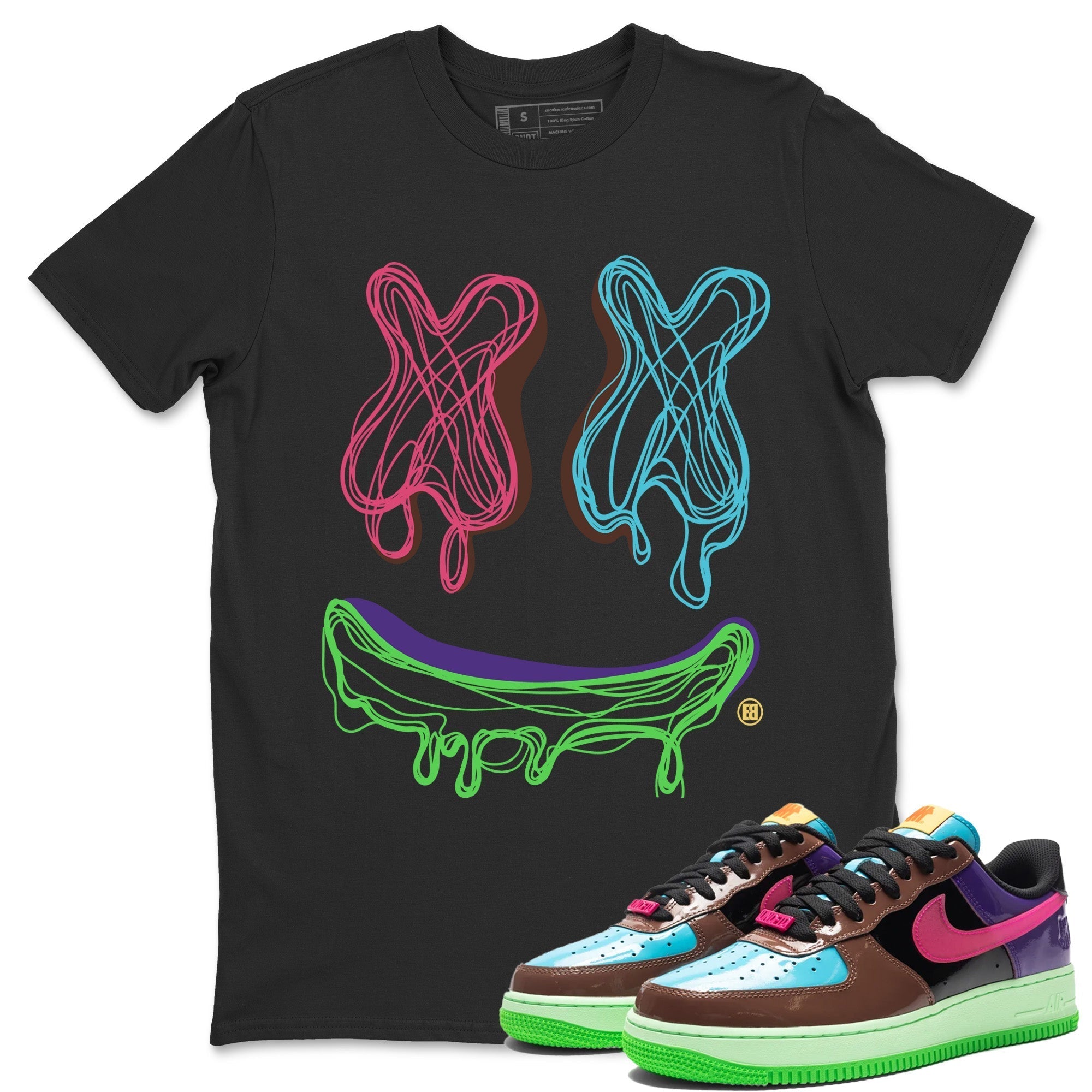Air Force 1 Undefeated Fauna Brown Sneaker Match Tees Smiley Doodle Sneaker Tees Air Force 1 Undefeated Fauna Brown Jordan to match sneaker T-Shirt Crew Neck Shirts