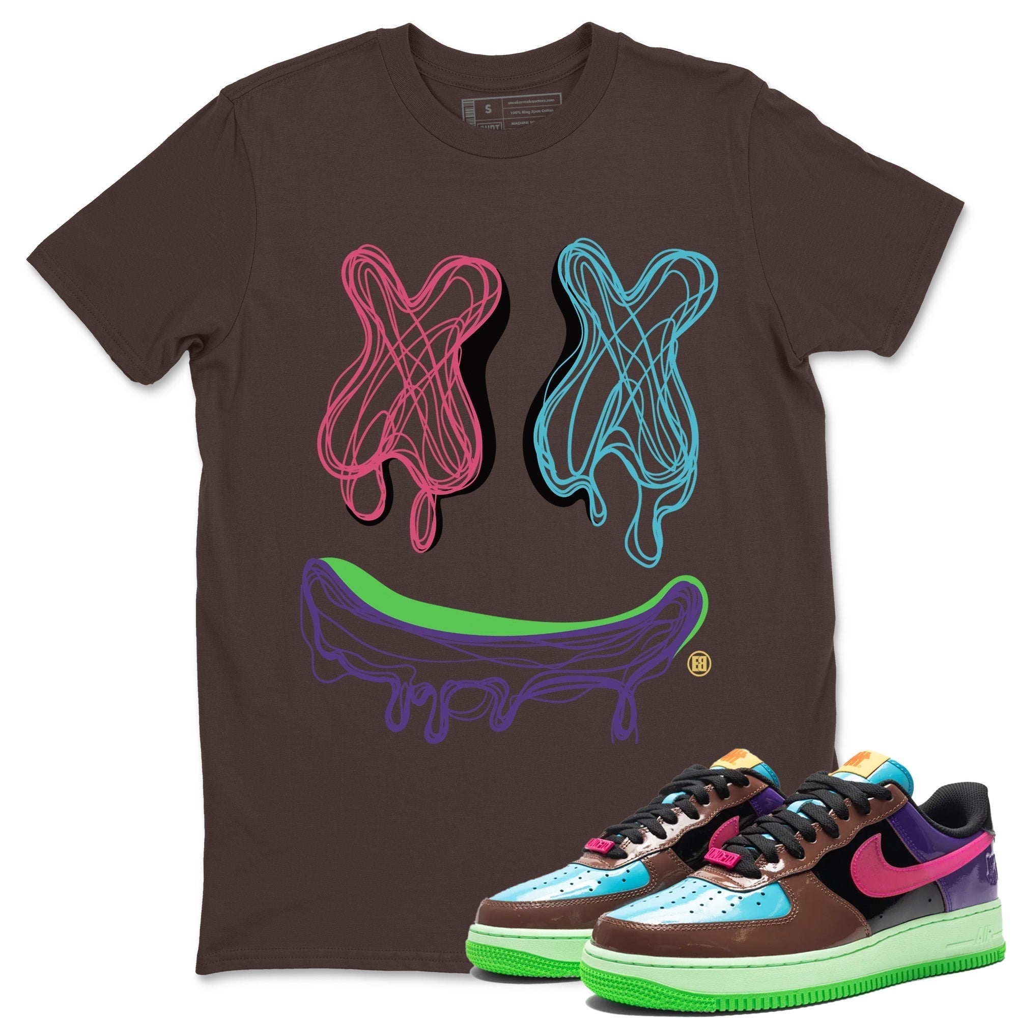 Air Force 1 Undefeated Fauna Brown Sneaker Match Tees Smiley Doodle Sneaker Tees Air Force 1 Undefeated Fauna Brown Jordan to match sneaker T-Shirt Crew Neck Shirts
