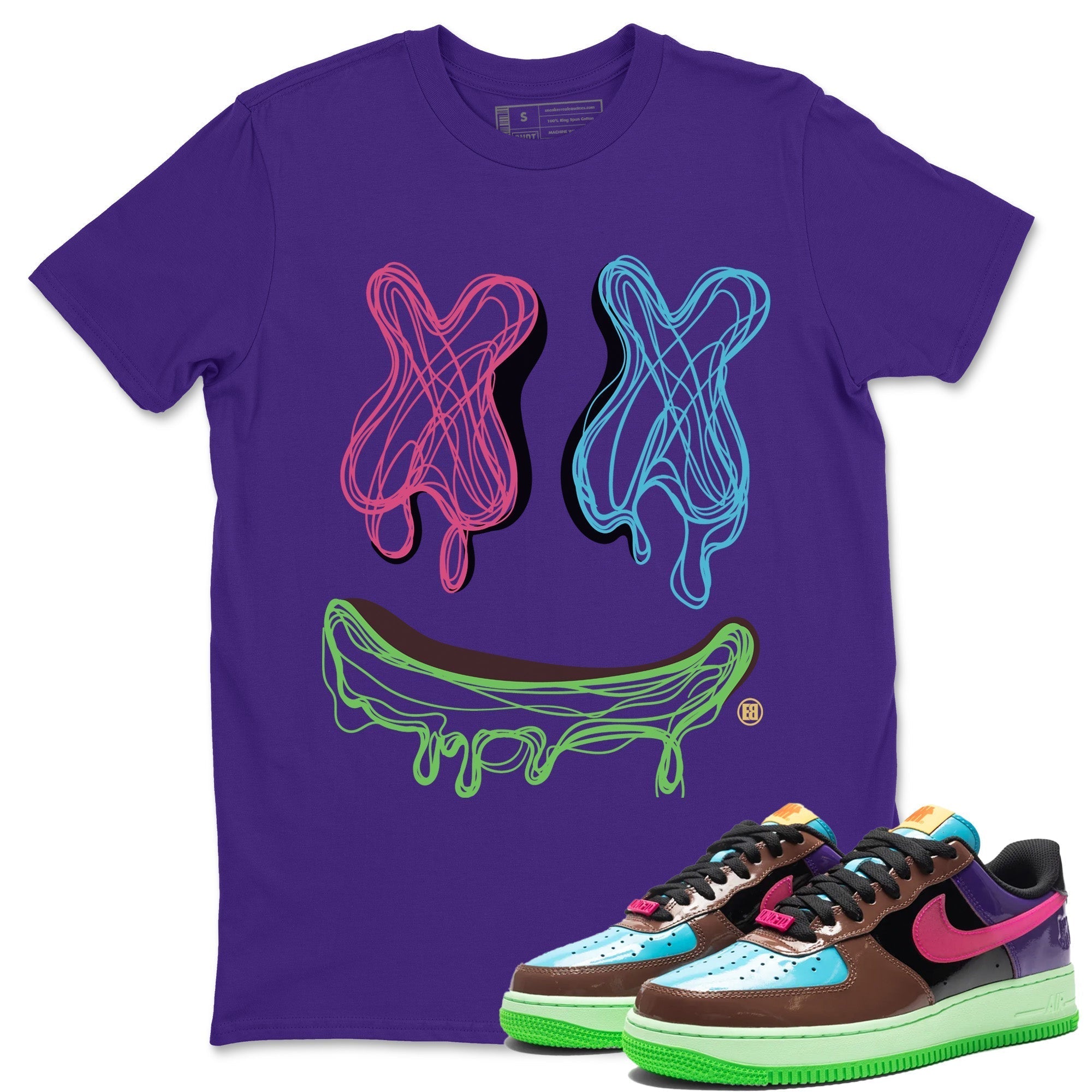 Air Force 1 Undefeated Fauna Brown Sneaker Match Tees Smiley Doodle Sneaker Tees Air Force 1 Undefeated Fauna Brown Jordan to match sneaker T-Shirt Crew Neck Shirts