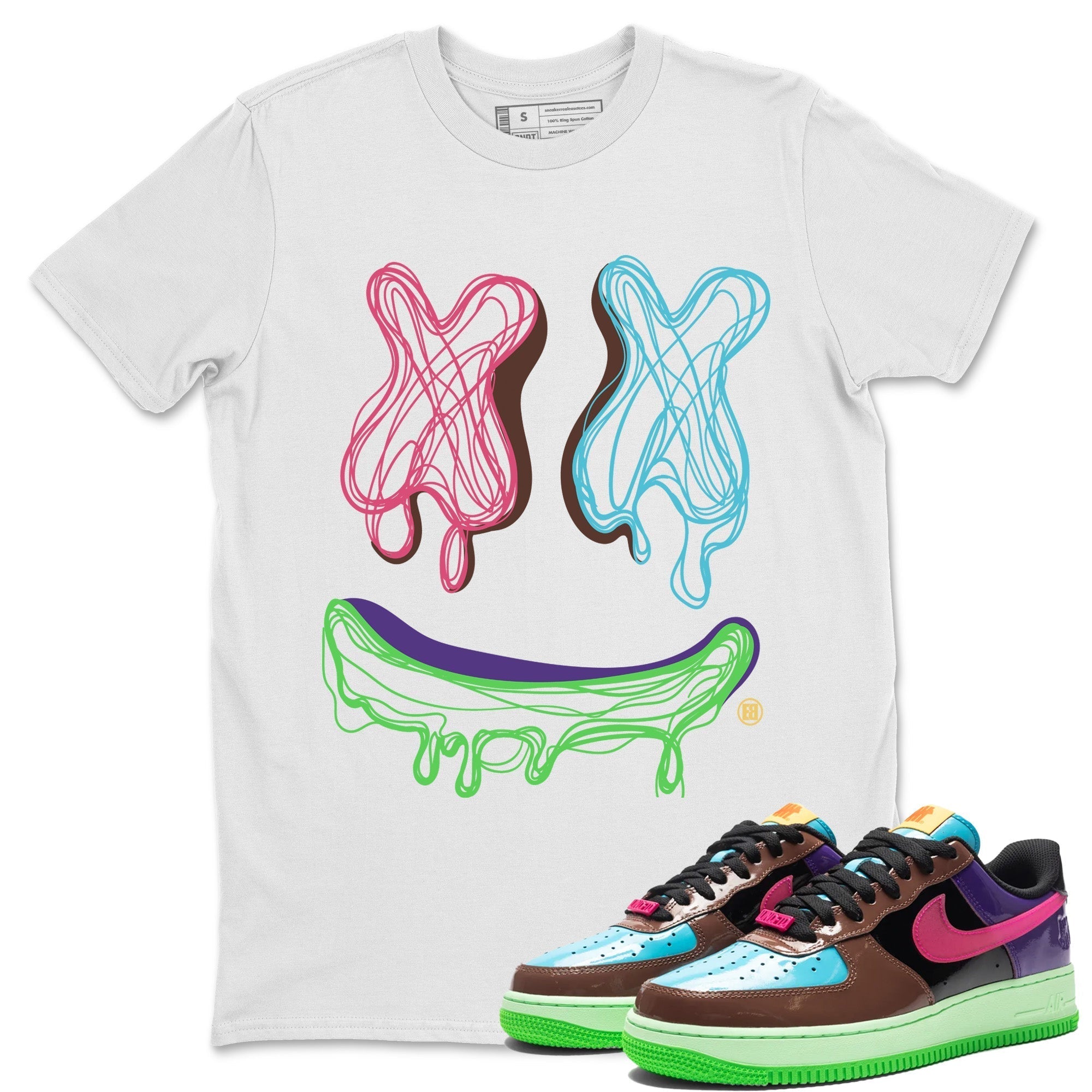 Air Force 1 Undefeated Fauna Brown Sneaker Match Tees Smiley Doodle Sneaker Tees Air Force 1 Undefeated Fauna Brown Jordan to match sneaker T-Shirt Crew Neck Shirts