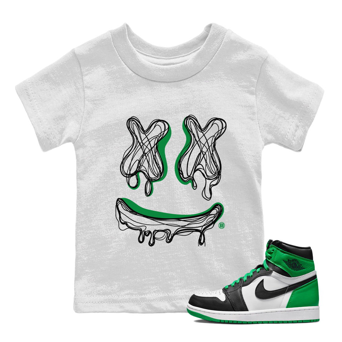 Air Jordan 1 Celtics Shirt To Match Jordans Smiley Doodle Sneaker Tees Air Jordan 1 Retro Celtics Drip Gear Zone Sneaker Matching Clothing Kids Shirts White 1