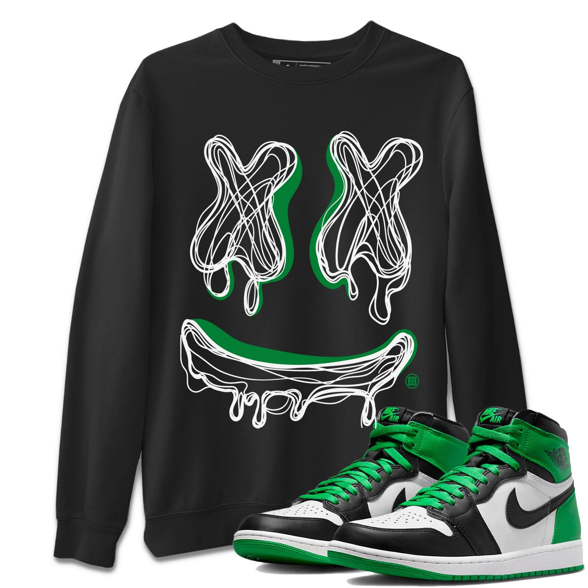 Air Jordan 1 Celtics Smiley Doodle Crew Neck Sneaker Tees Air Jordan 1 Retro Celtics Sneaker T-Shirts Washing and Care Tip