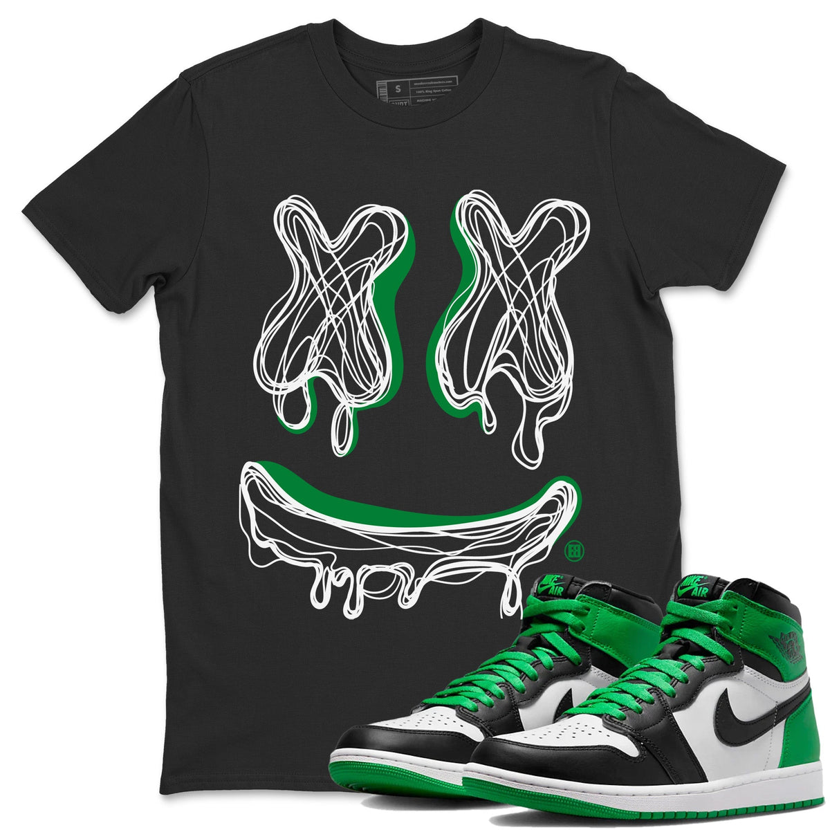 Air Jordan 1 Celtics Shirt To Match Jordans Smiley Doodle Sneaker Tees Air Jordan 1 Retro Celtics Drip Gear Zone Sneaker Matching Clothing Unisex Shirts Black 1