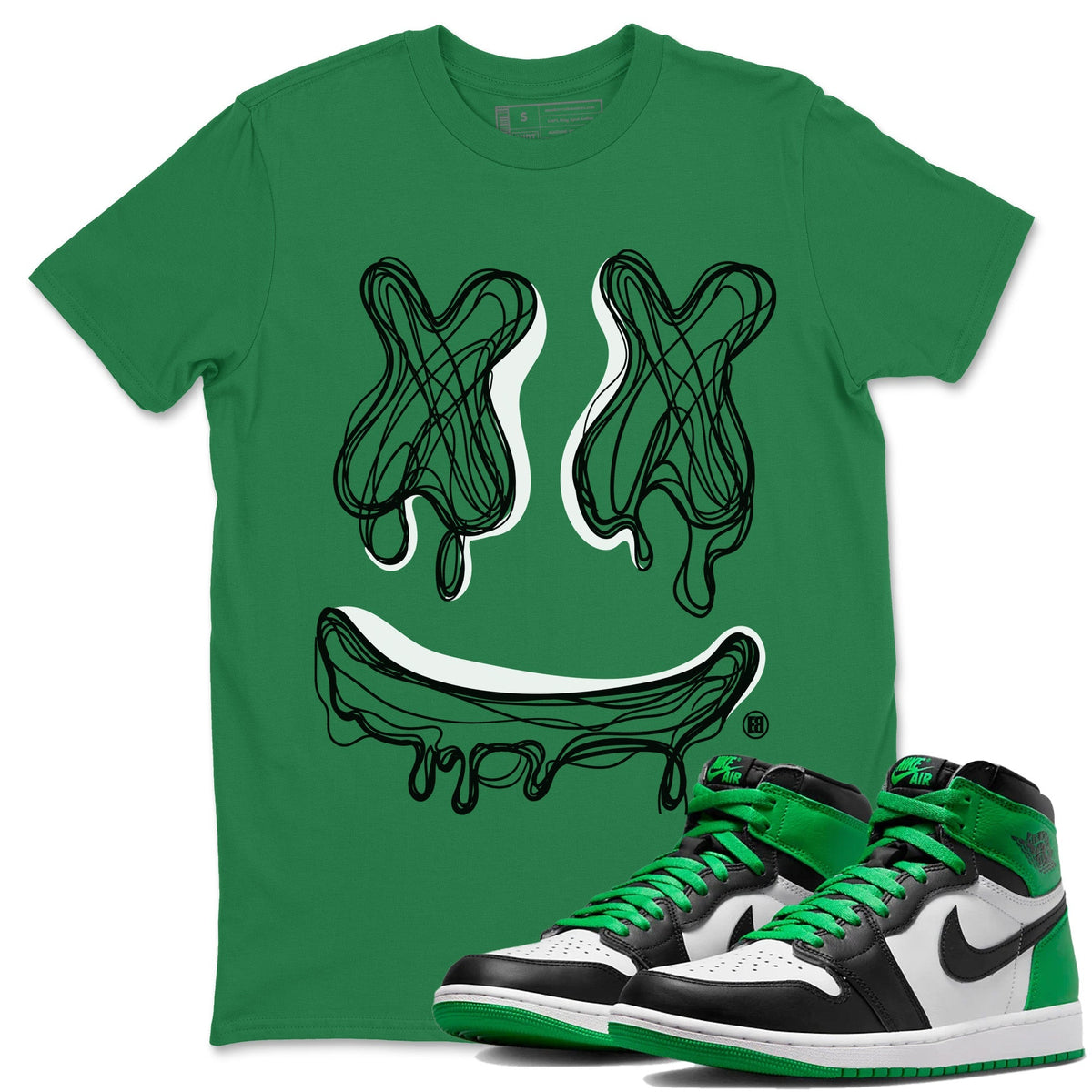 Air Jordan 1 Celtics Smiley Doodle Crew Neck Sneaker Tees Air Jordan 1 Retro Celtics Sneaker T-Shirts Size Chart