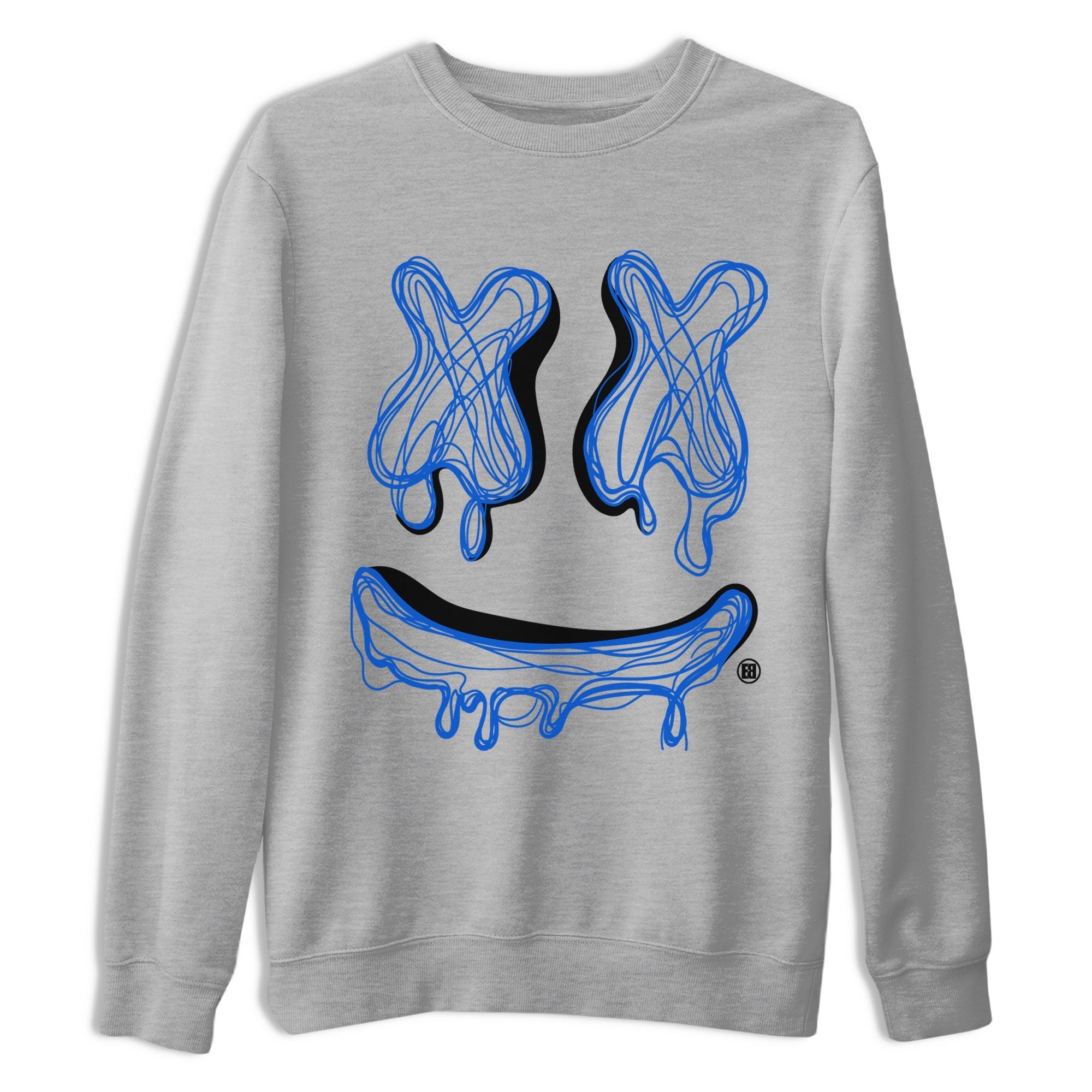 1s Royal Reimagined shirt to match jordans Smiley Doodle sneaker shirts Air Jordan 1 Royal Reimagined Drip Gear Zone Unisex Sneaker Tees and Sneaker Match T-Shirt Heather Grey 2 T-Shirt