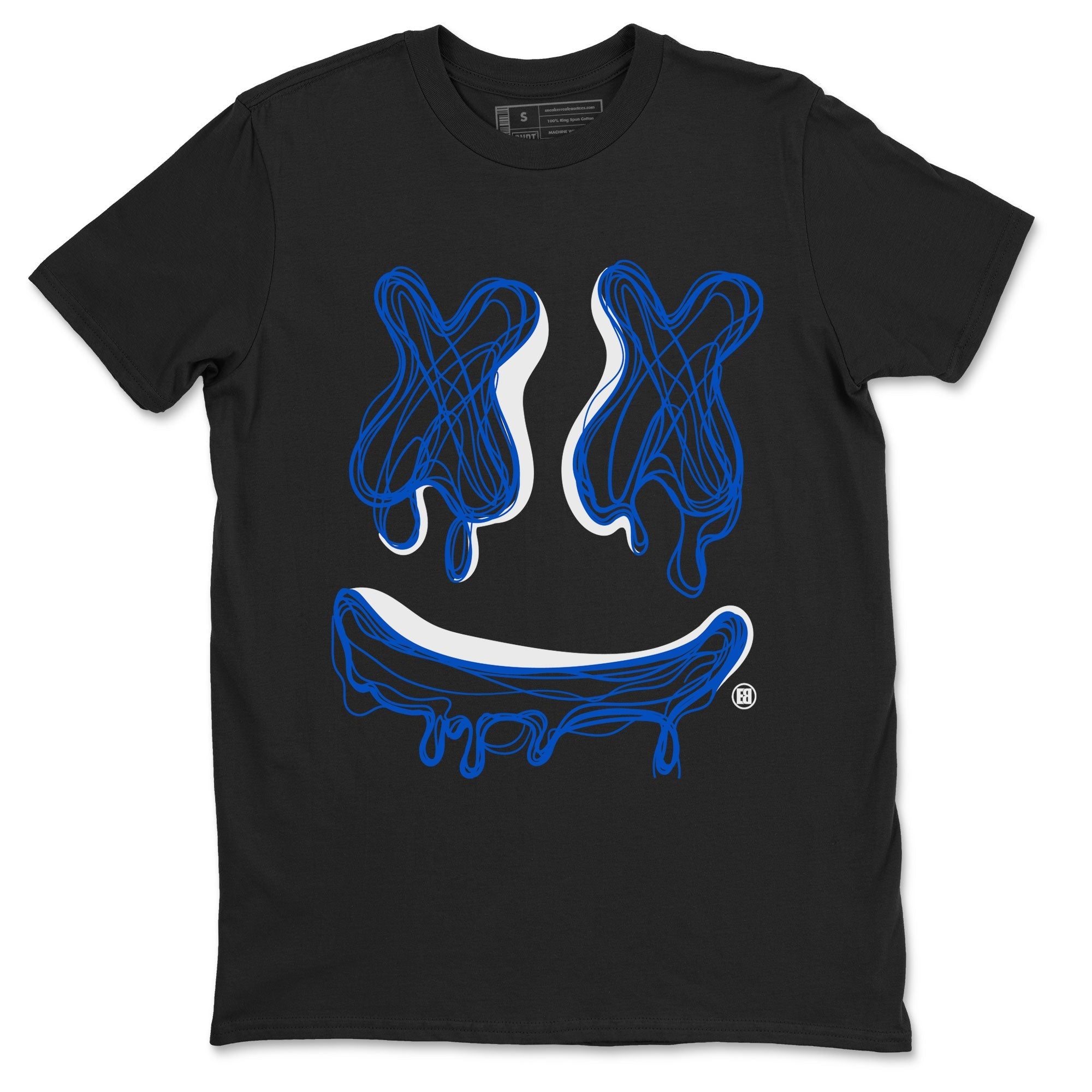 1s Royal Reimagined shirt to match jordans Smiley Doodle sneaker shirts Air Jordan 1 Royal Reimagined Drip Gear Zone Unisex Sneaker Tees and Sneaker Match T-Shirt Black 2 T-Shirt