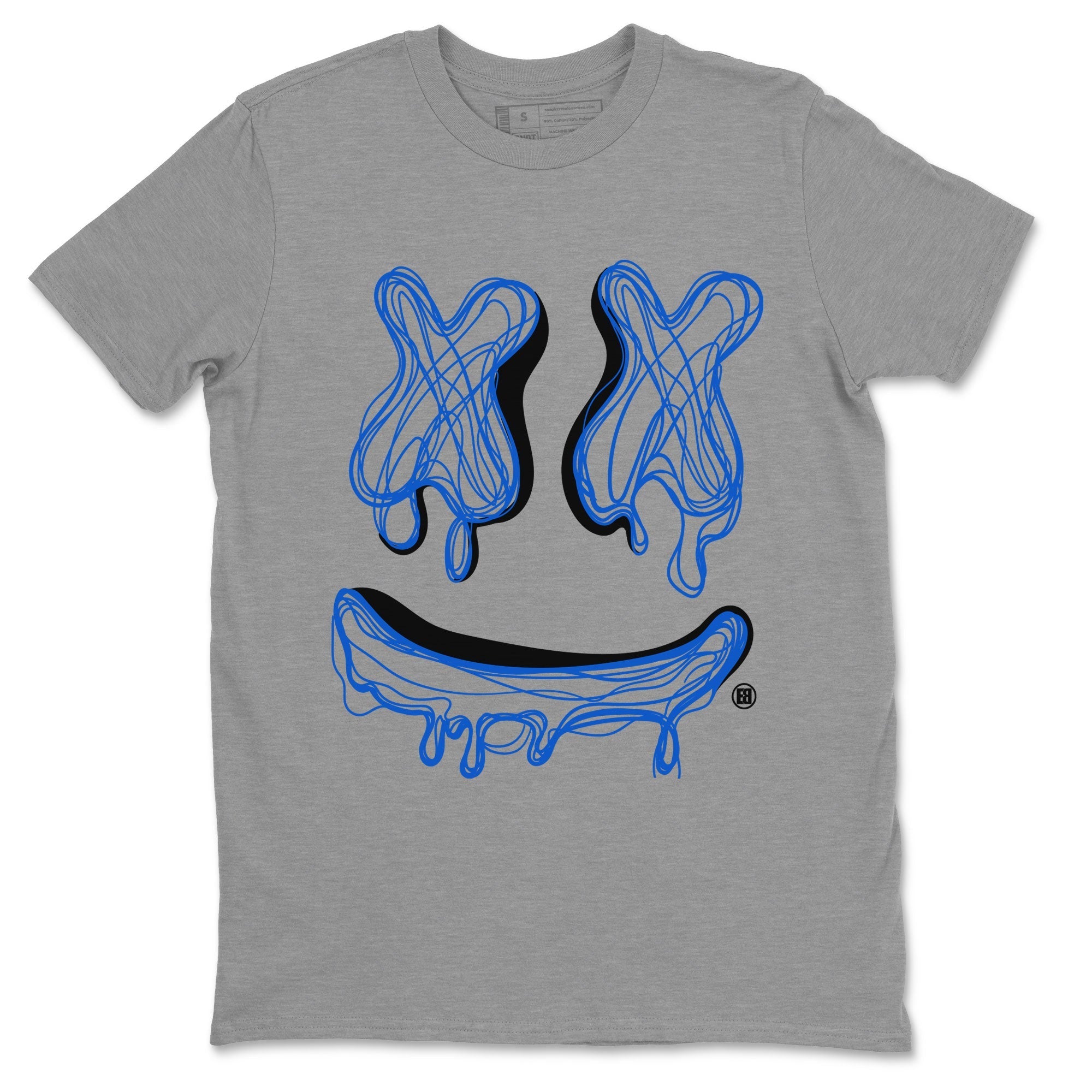 1s Royal Reimagined shirt to match jordans Smiley Doodle sneaker shirts Air Jordan 1 Royal Reimagined Drip Gear Zone Unisex Sneaker Tees and Sneaker Match T-Shirt Heather Grey 2 T-Shirt