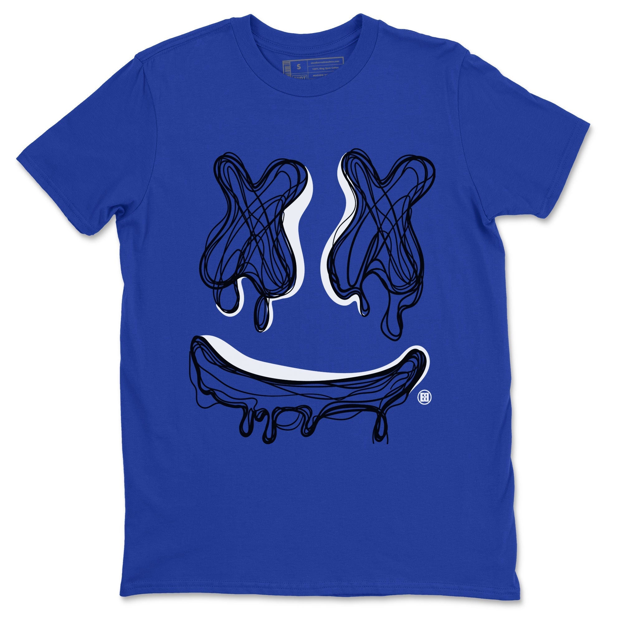 1s Royal Reimagined shirt to match jordans Smiley Doodle sneaker shirts Air Jordan 1 Royal Reimagined Drip Gear Zone Unisex Sneaker Tees and Sneaker Match T-Shirt Royal Blue 2 T-Shirt