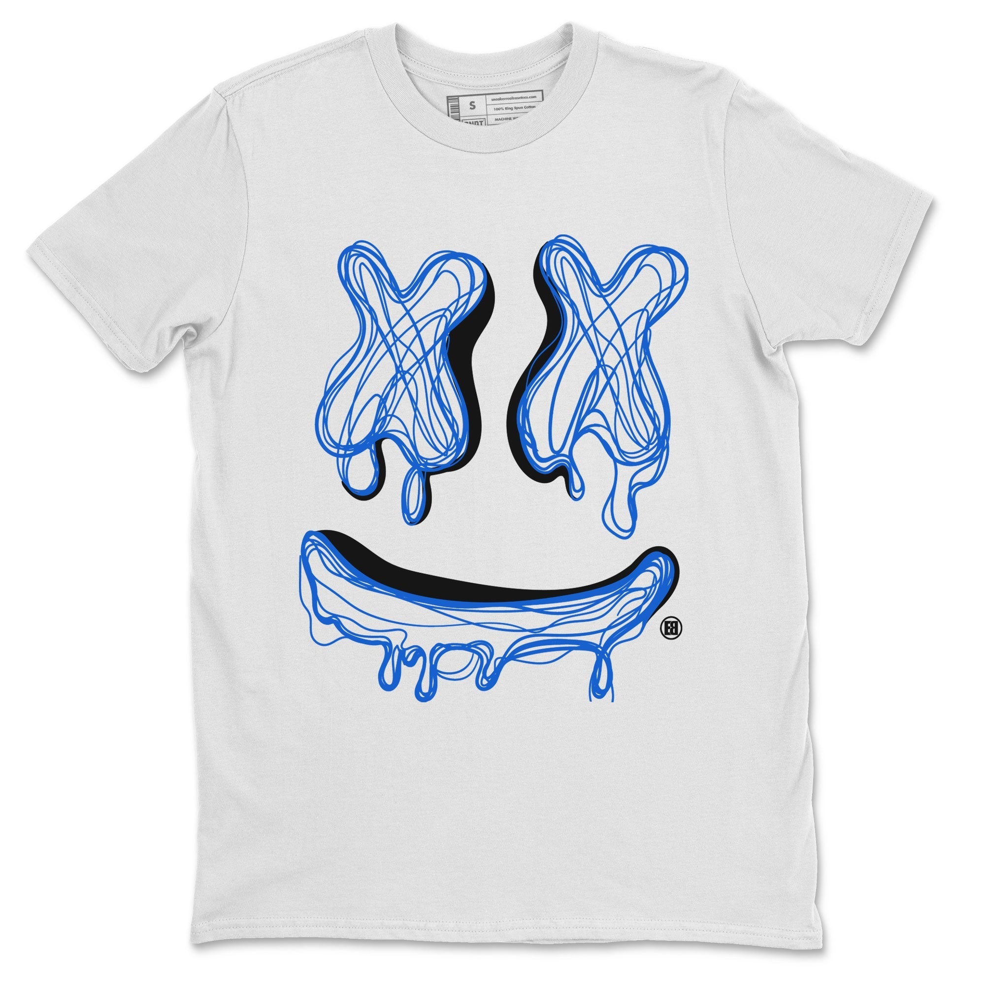 1s Royal Reimagined shirt to match jordans Smiley Doodle sneaker shirts Air Jordan 1 Royal Reimagined Drip Gear Zone Unisex Sneaker Tees and Sneaker Match T-Shirt White 2 T-Shirt