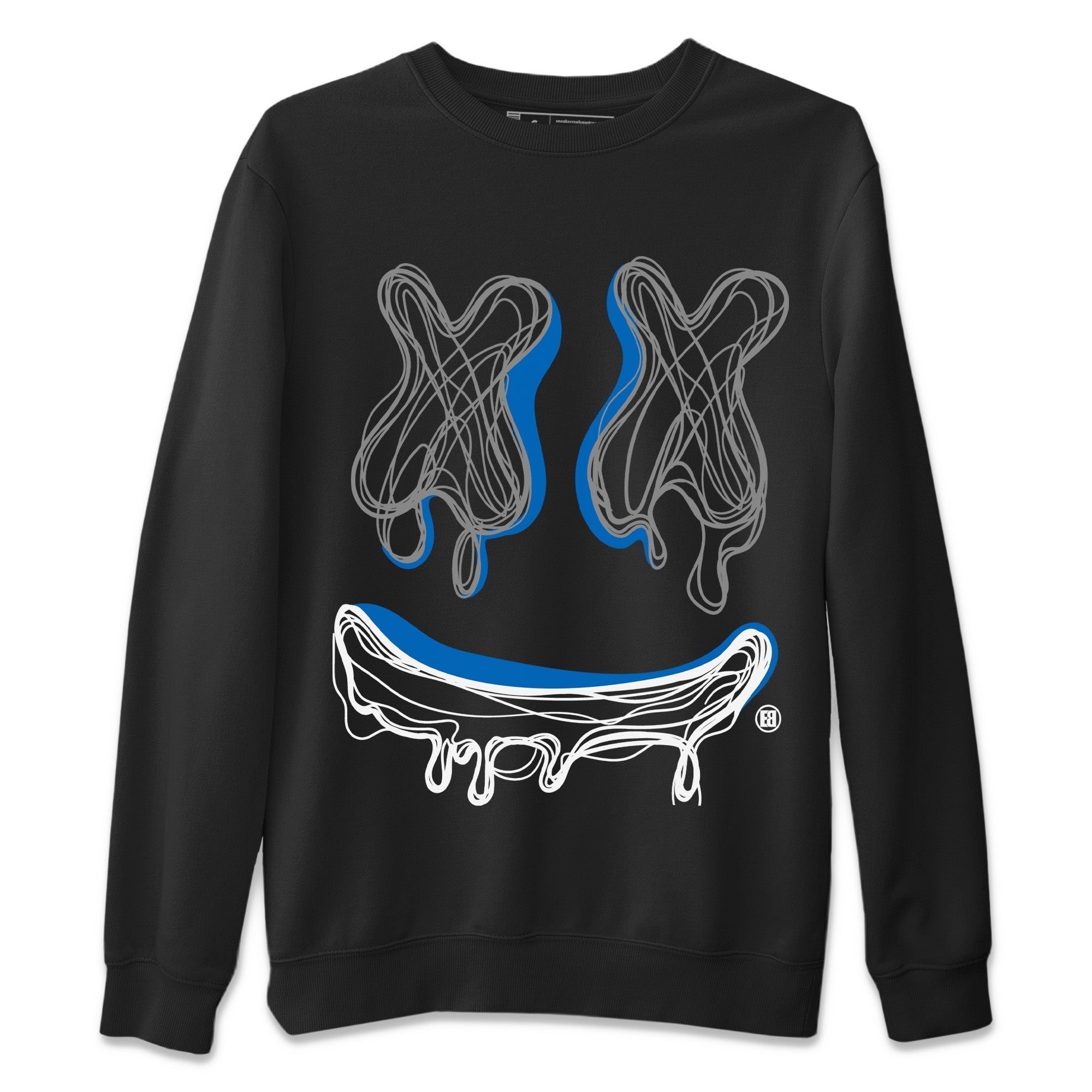 Jordan 1 True Blue Sneaker Matching T-Shirt Smiley Doodle Sneaker Tees Jordan 1 True Blue Sneaker Release Tees Crew Neck Tees