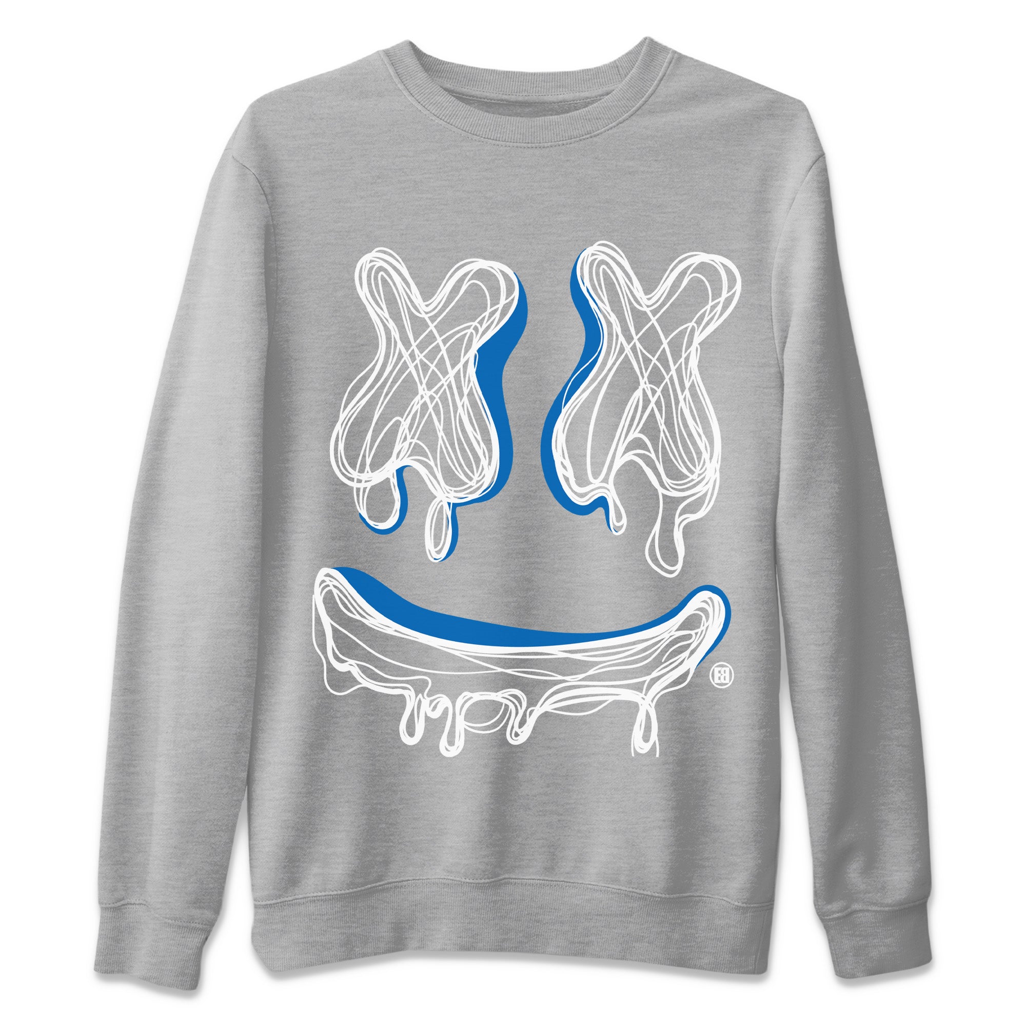Jordan 1 True Blue Sneaker Matching T-Shirt Smiley Doodle Sneaker Tees Jordan 1 True Blue Sneaker Release Tees Crew Neck Tees